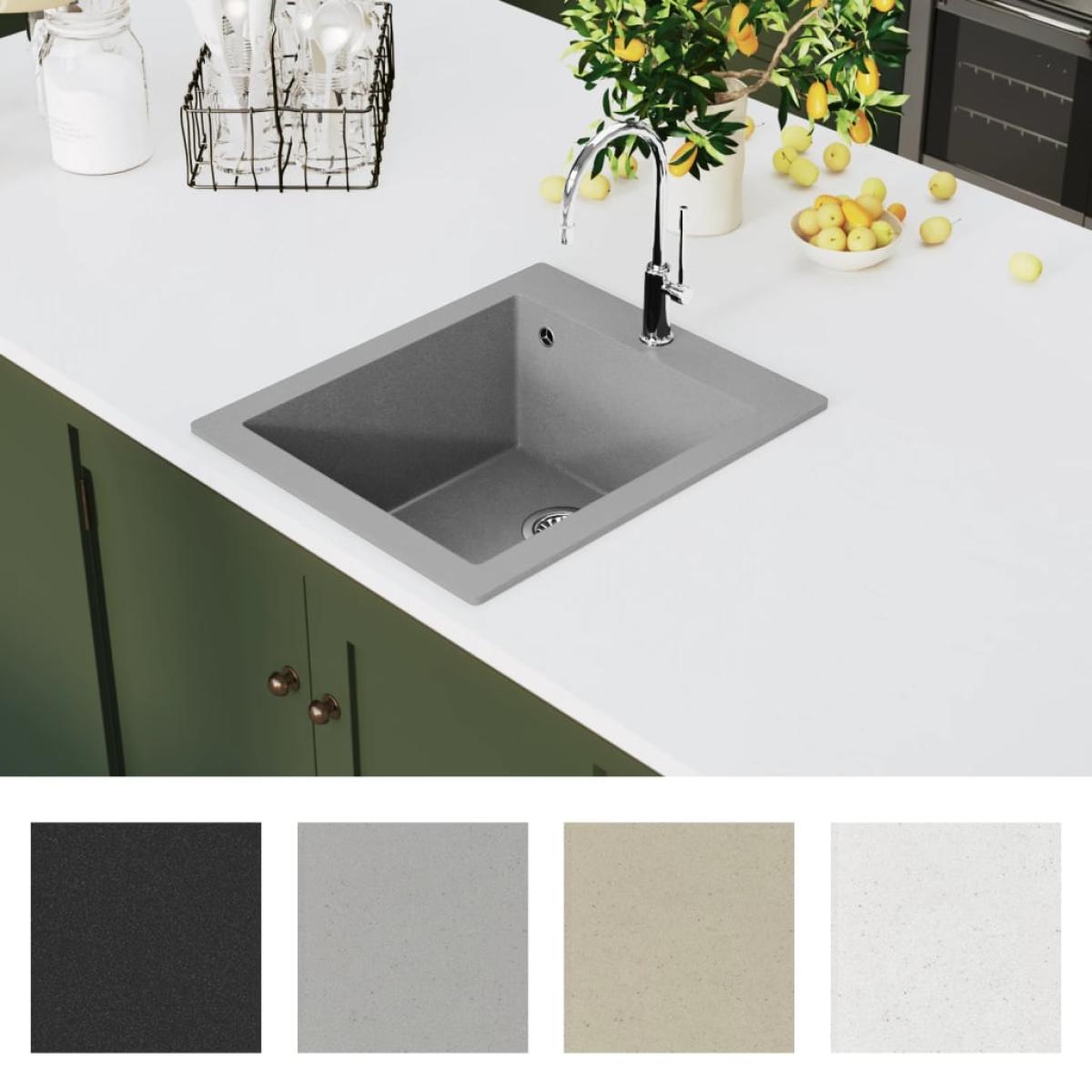 Fregadero sobrepuesto de granito gris