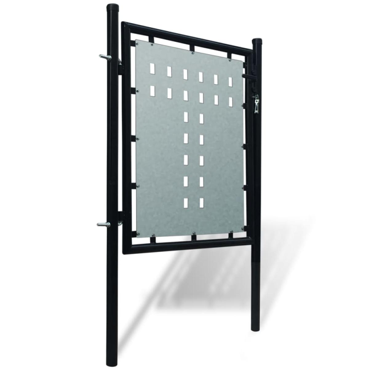 Puerta de valla de jardín negra 100x125 cm