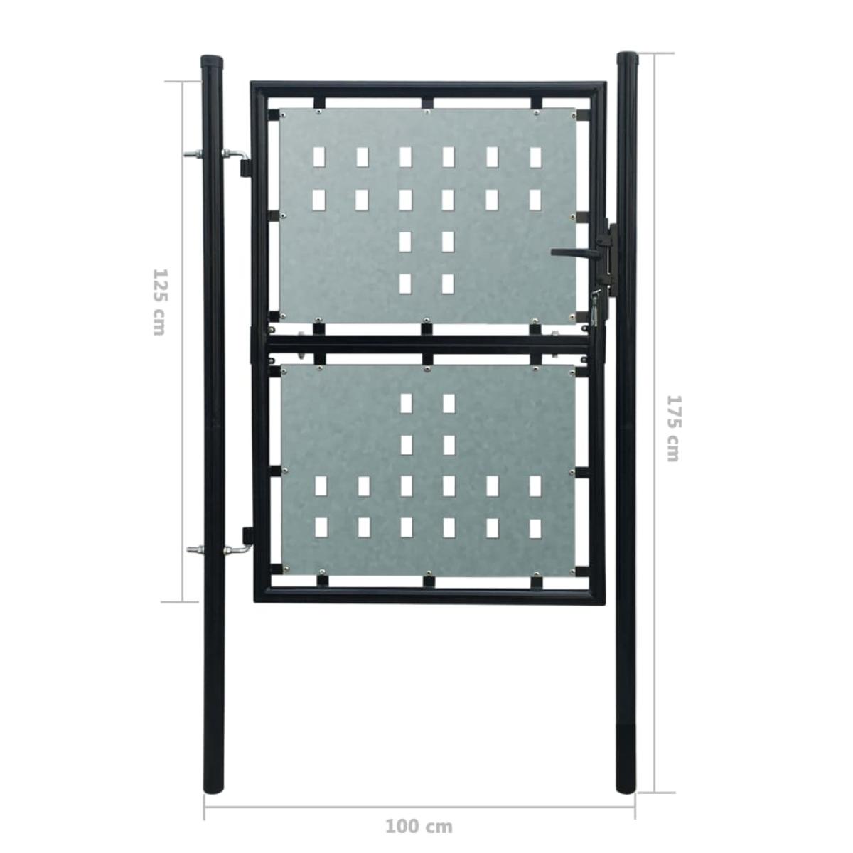 Puerta de valla de jardín negra 100x175 cm