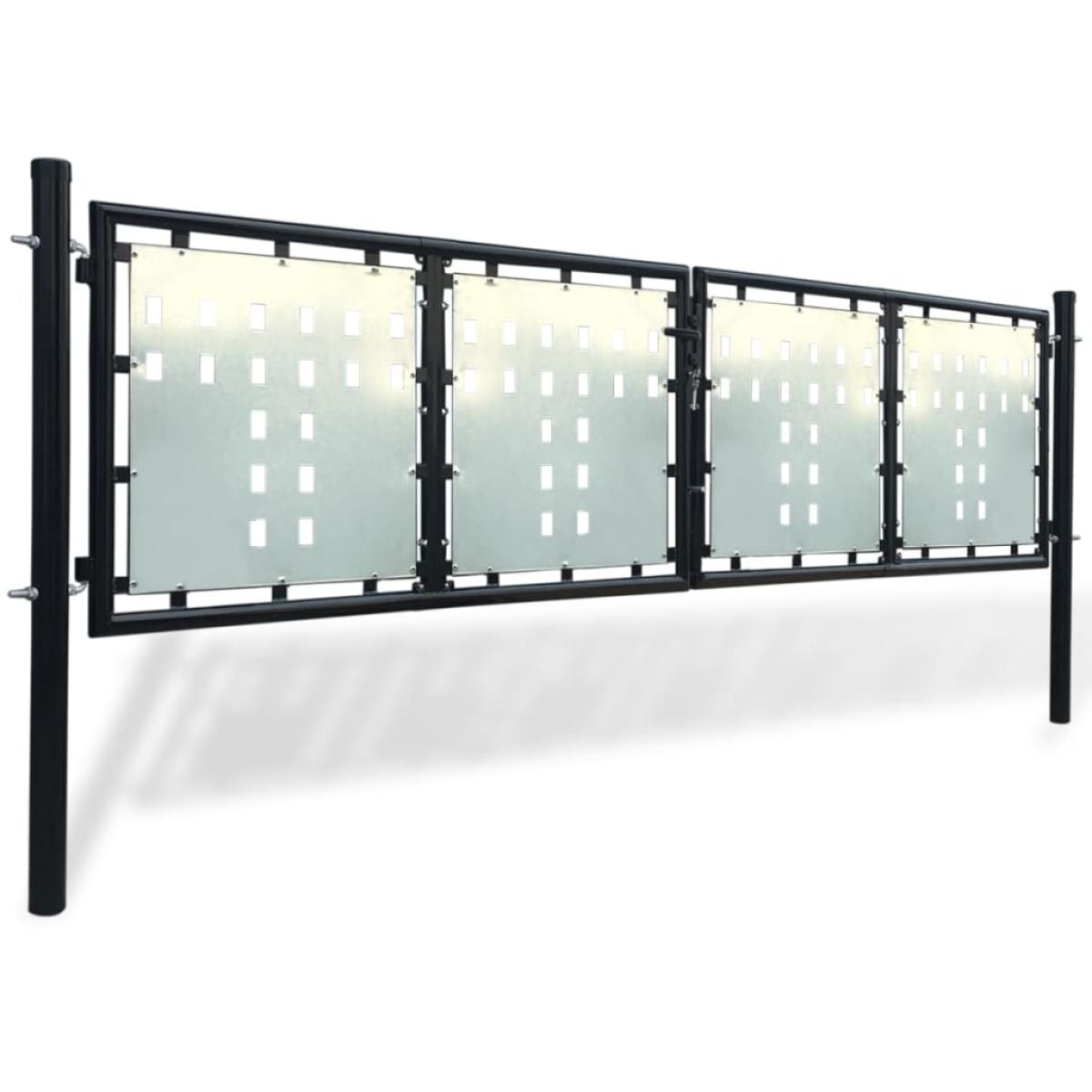 Puerta de valla de jardín negra 300x125 cm