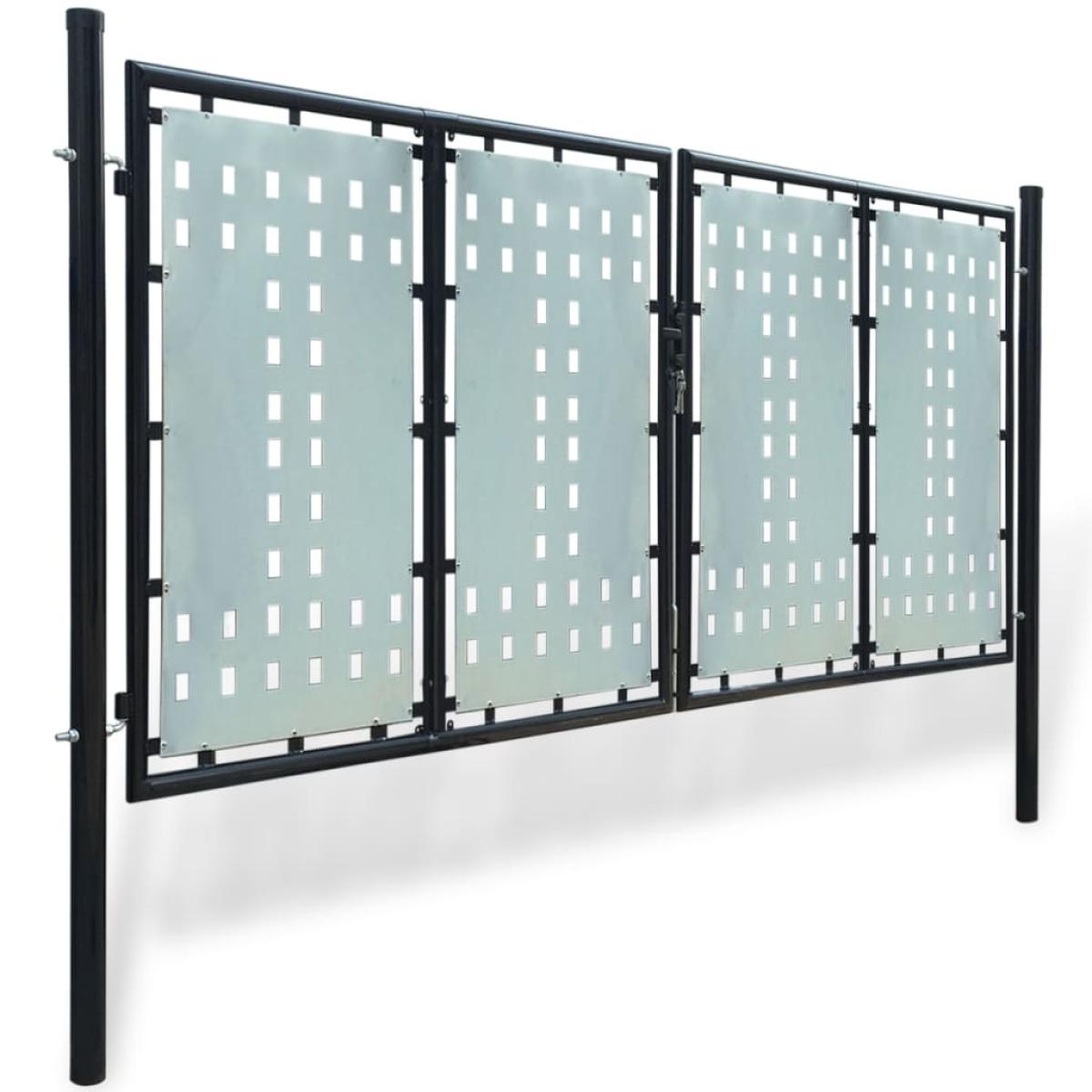 Puerta de valla de jardín negra 300x175 cm