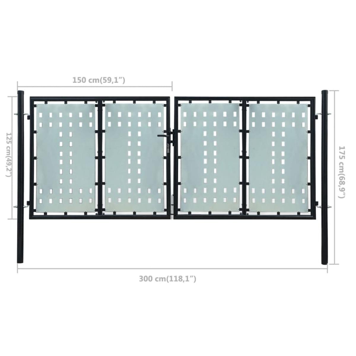 Puerta de valla de jardín negra 300x175 cm