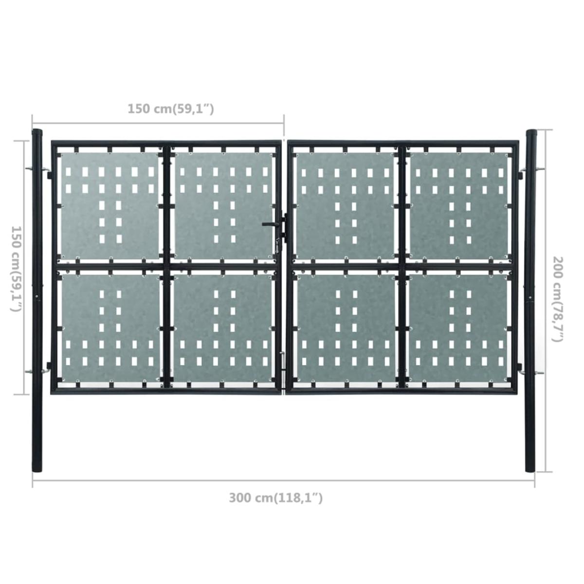 Puerta de valla de jardín negra 300x200 cm