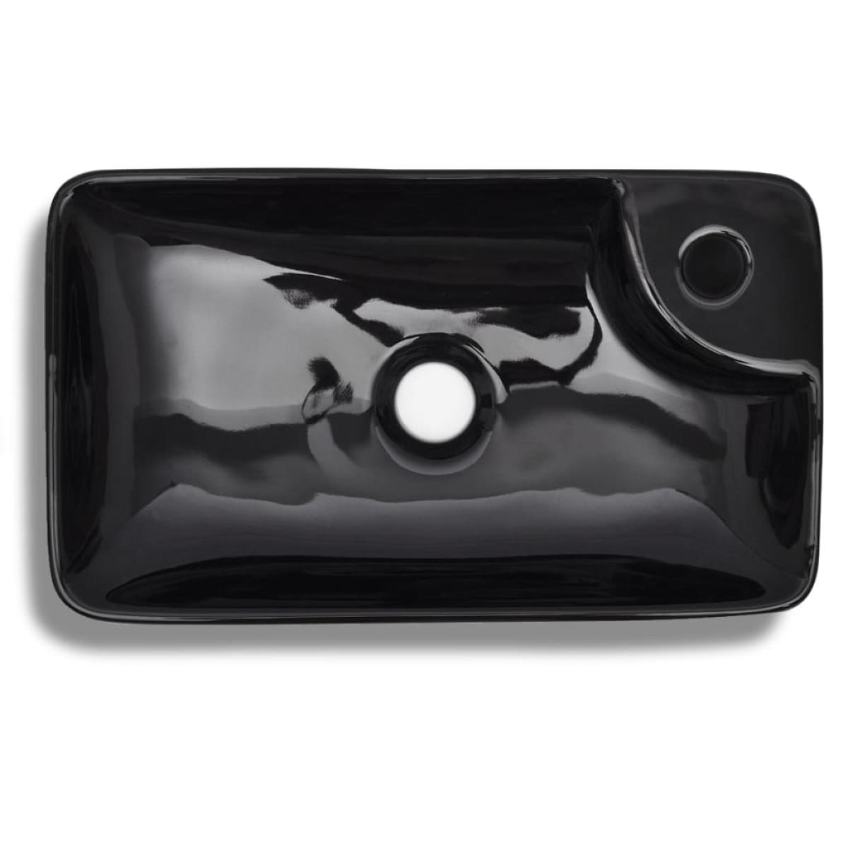 Lavabo de cerámica con agujero para grifo negro