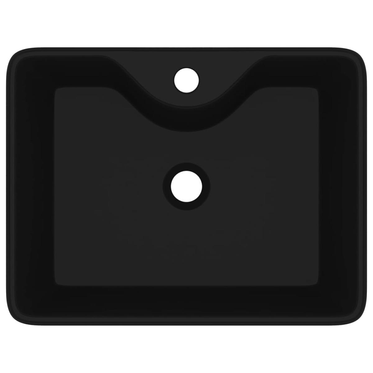 Lavabo de cerámica cuadrado con orificio de grifo/desagüe negro