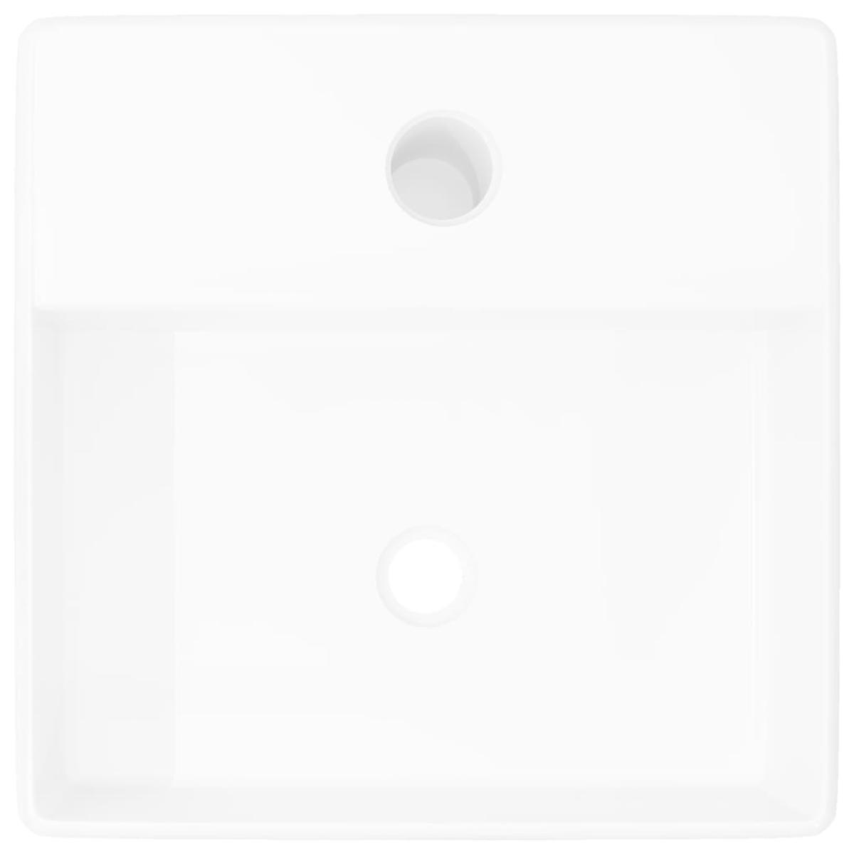 Lavabo de cerámica cuadrado orificio de grifo y desagüe blanco