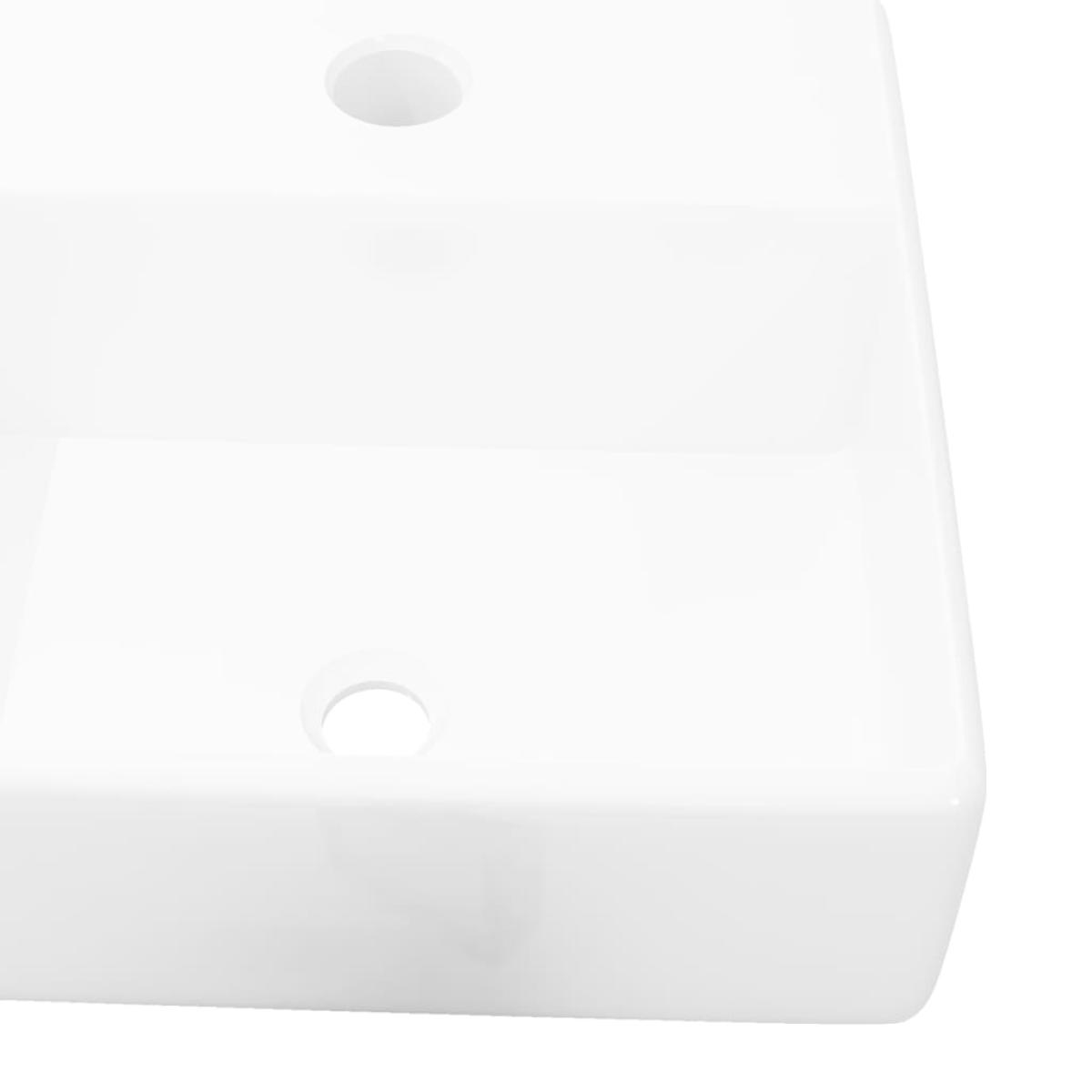 Lavabo de cerámica cuadrado orificio de grifo y desagüe blanco