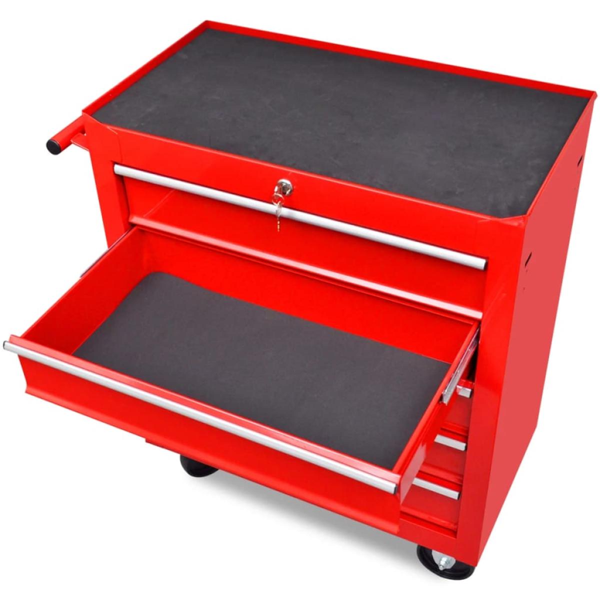 Carrito caja de herramientas 5 cajones rojo