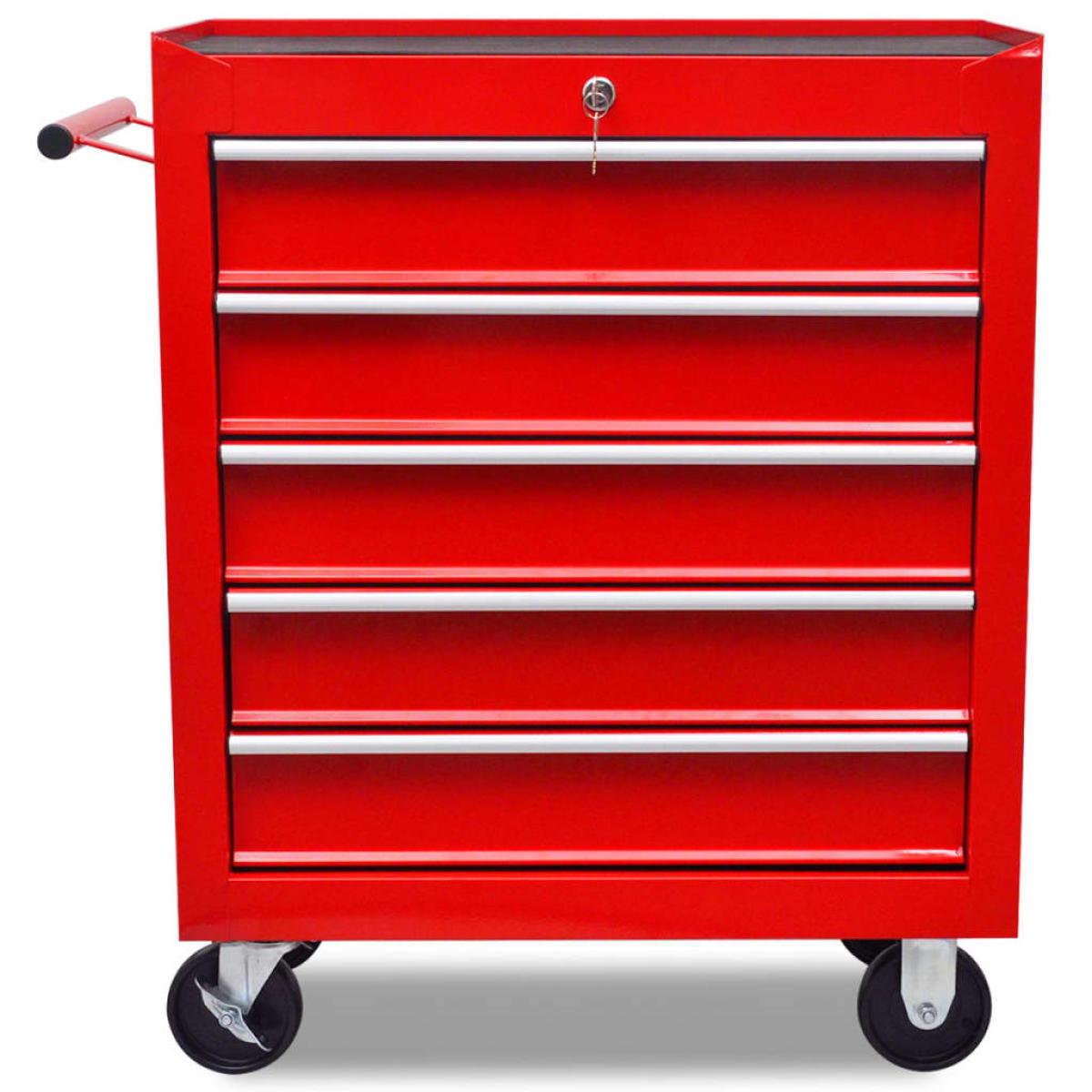 Carrito caja de herramientas 5 cajones rojo