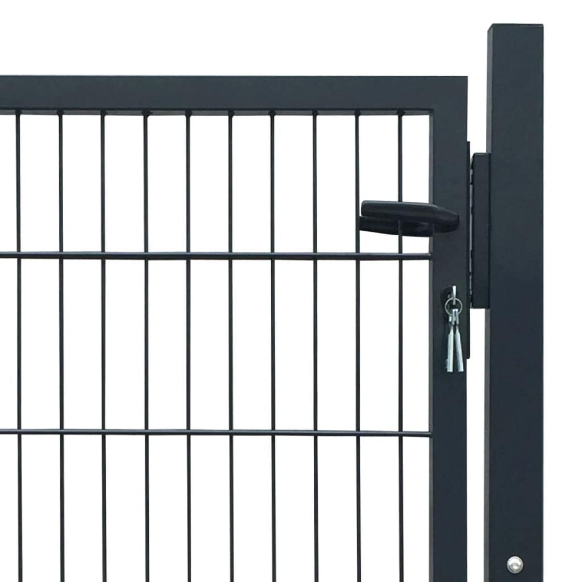 Puerta de valla metálica acero gris antracita 105x150 cm