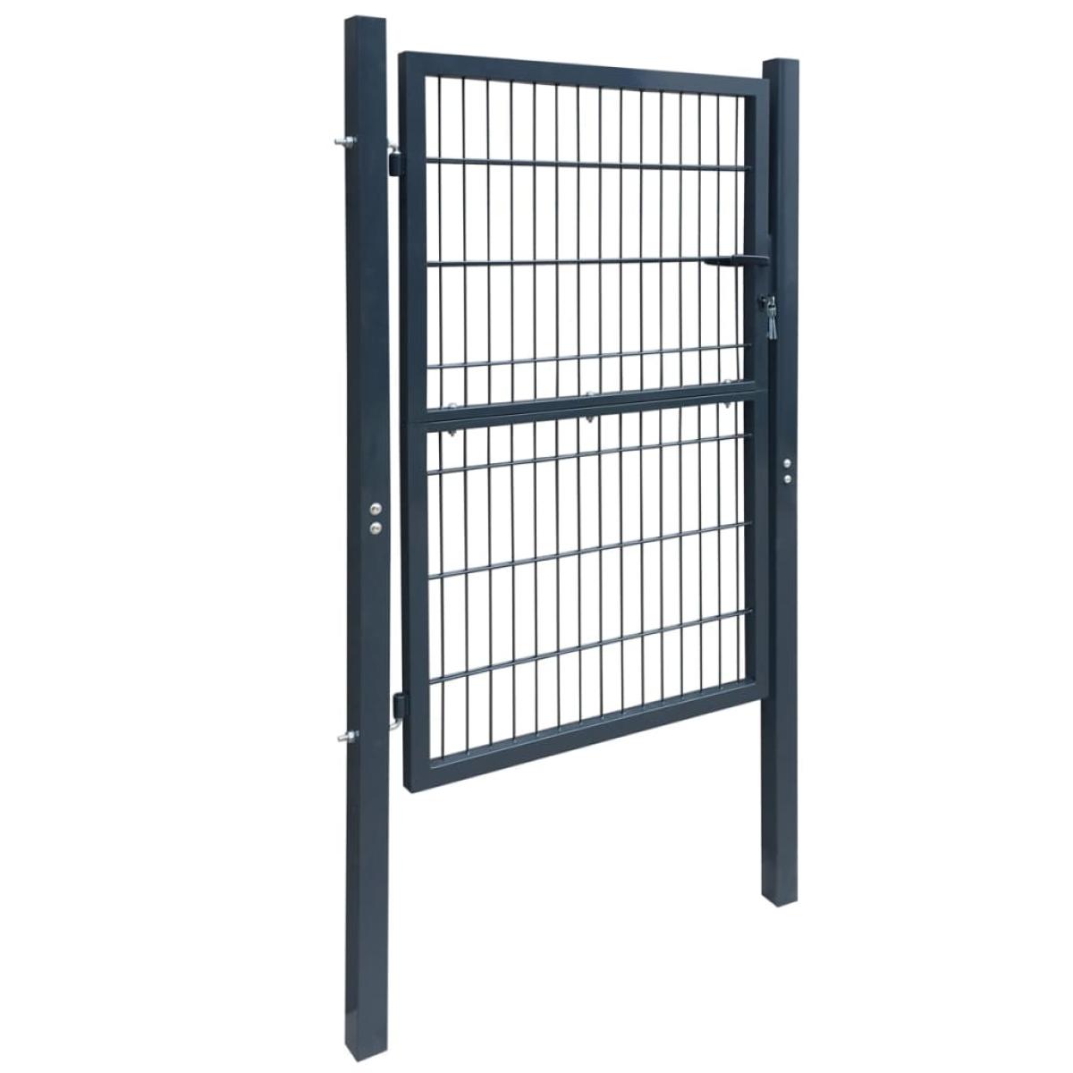 Puerta de valla de acero gris antracita 106x248 cm