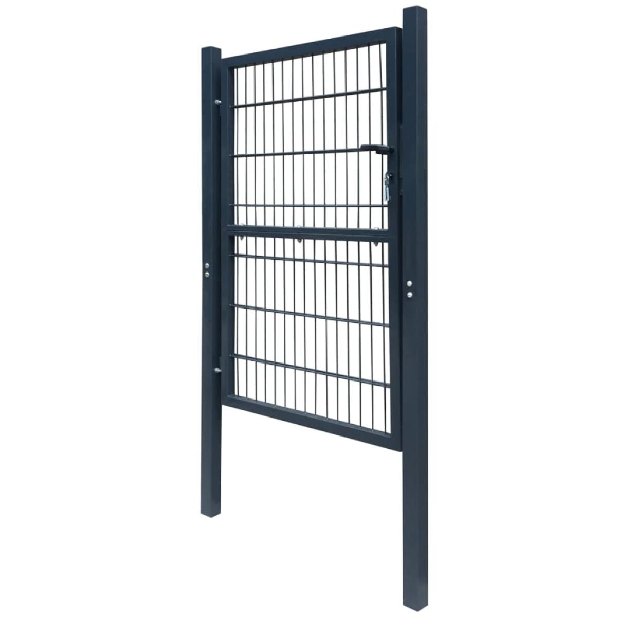 Puerta de valla de acero gris antracita 106x248 cm