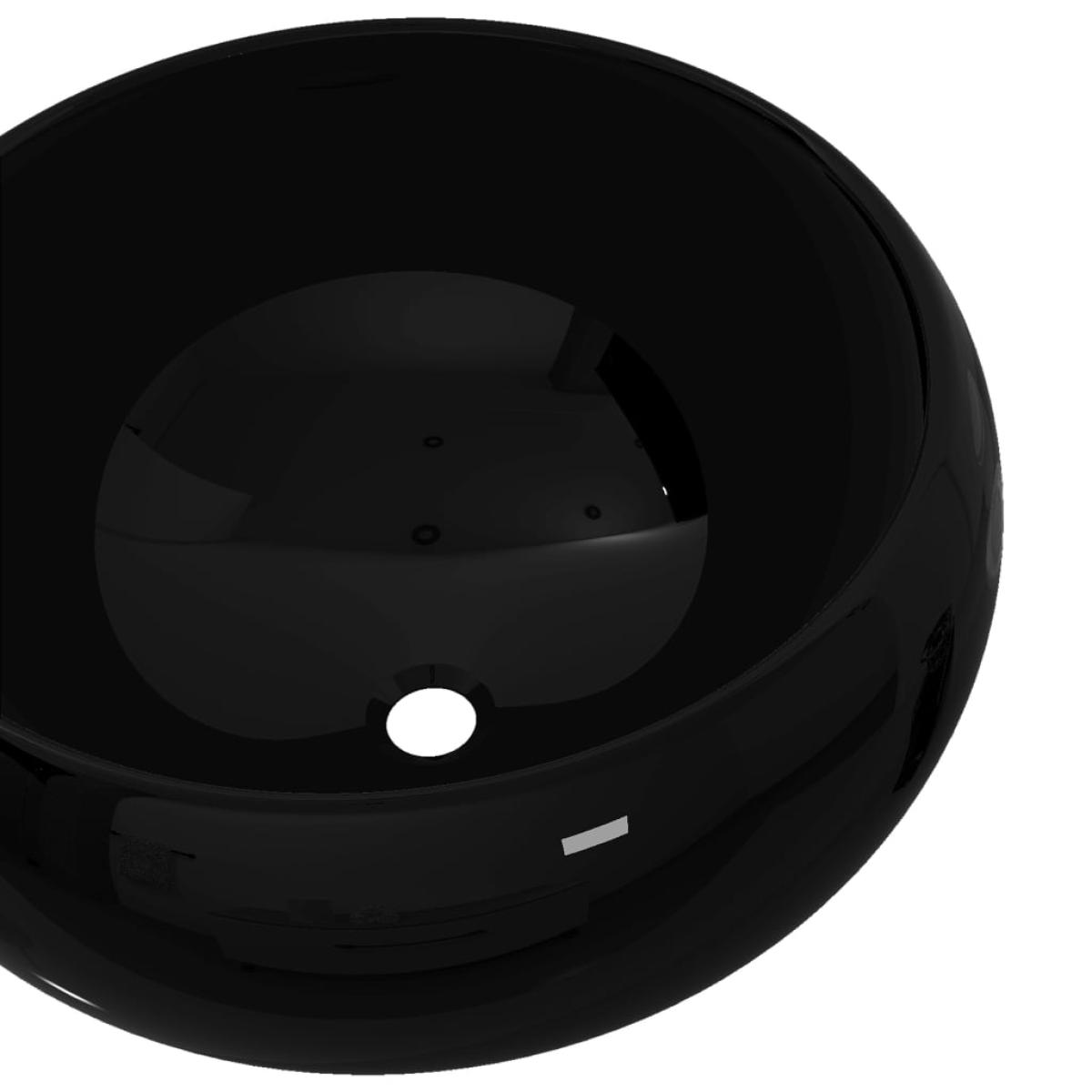 Lavabo redondo de cerámica negro 40x15 cm