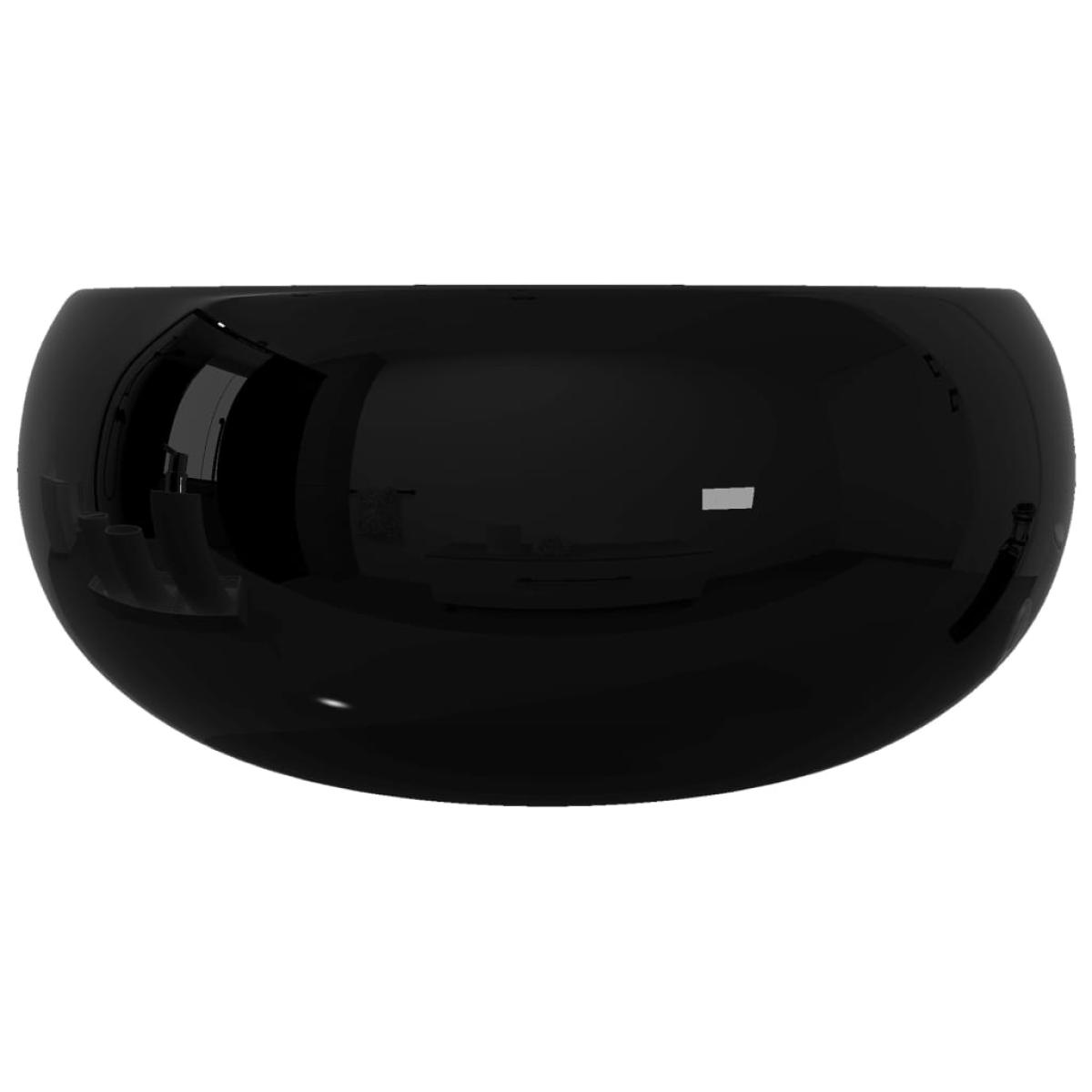 Lavabo redondo de cerámica negro 40x15 cm