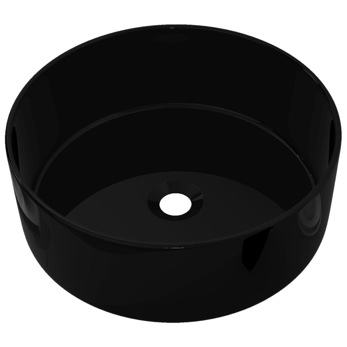 Lavabo redondo de cerámica negro 40x15 cm
