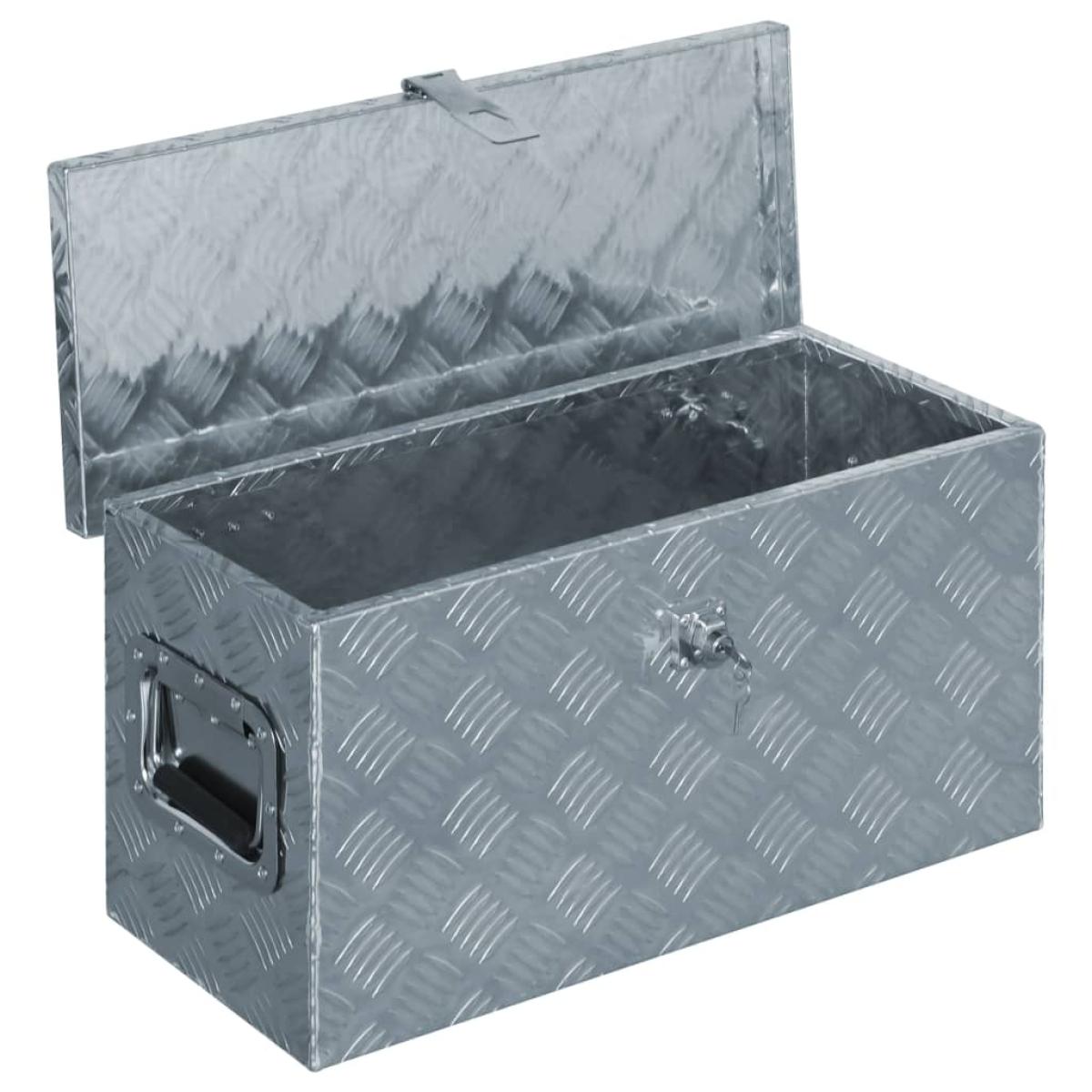Caja de aluminio 61,5x26,5x30 cm plateada