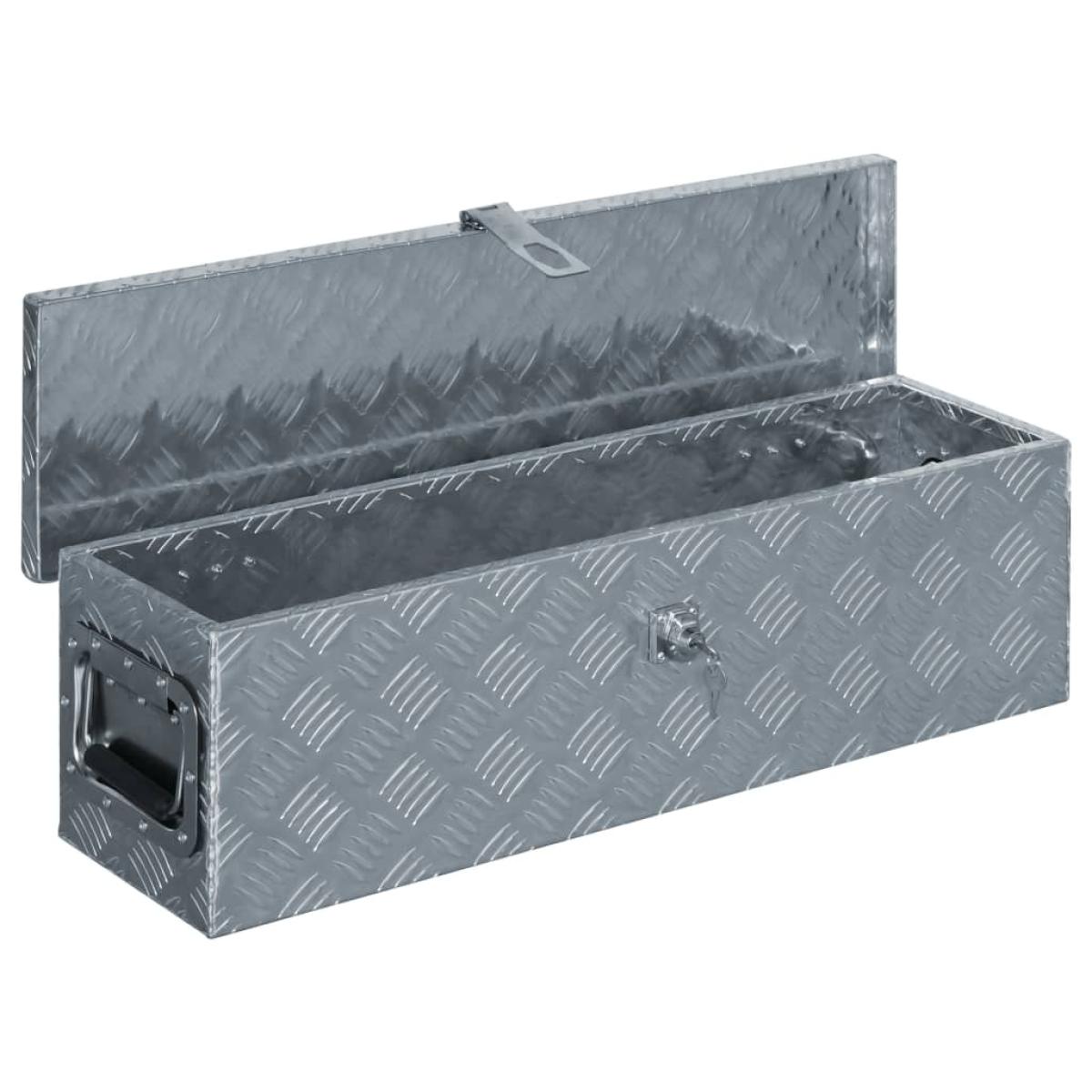 Caja de aluminio 80,5x22x22 cm plateada