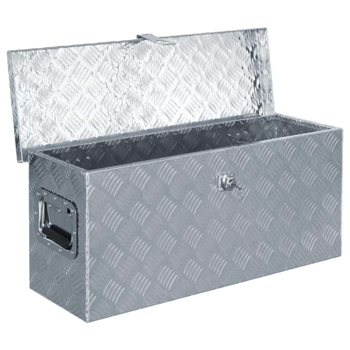 Caja de aluminio 76,5x26,5x33 cm cm plateada