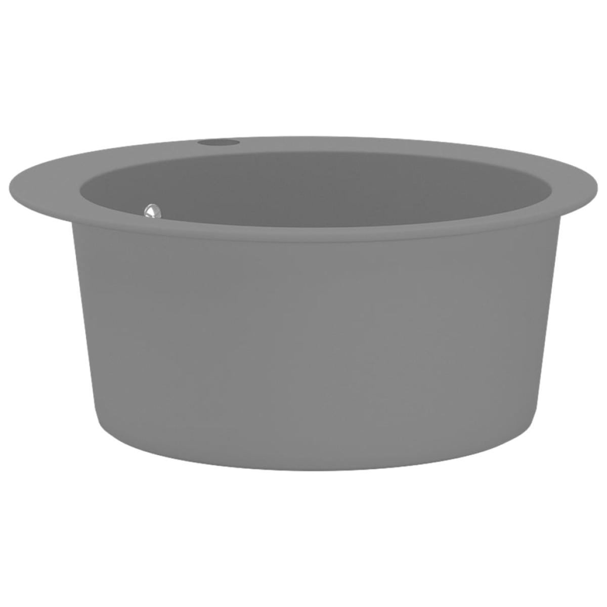 Fregadero de cocina de granito con un seno redondo gris 