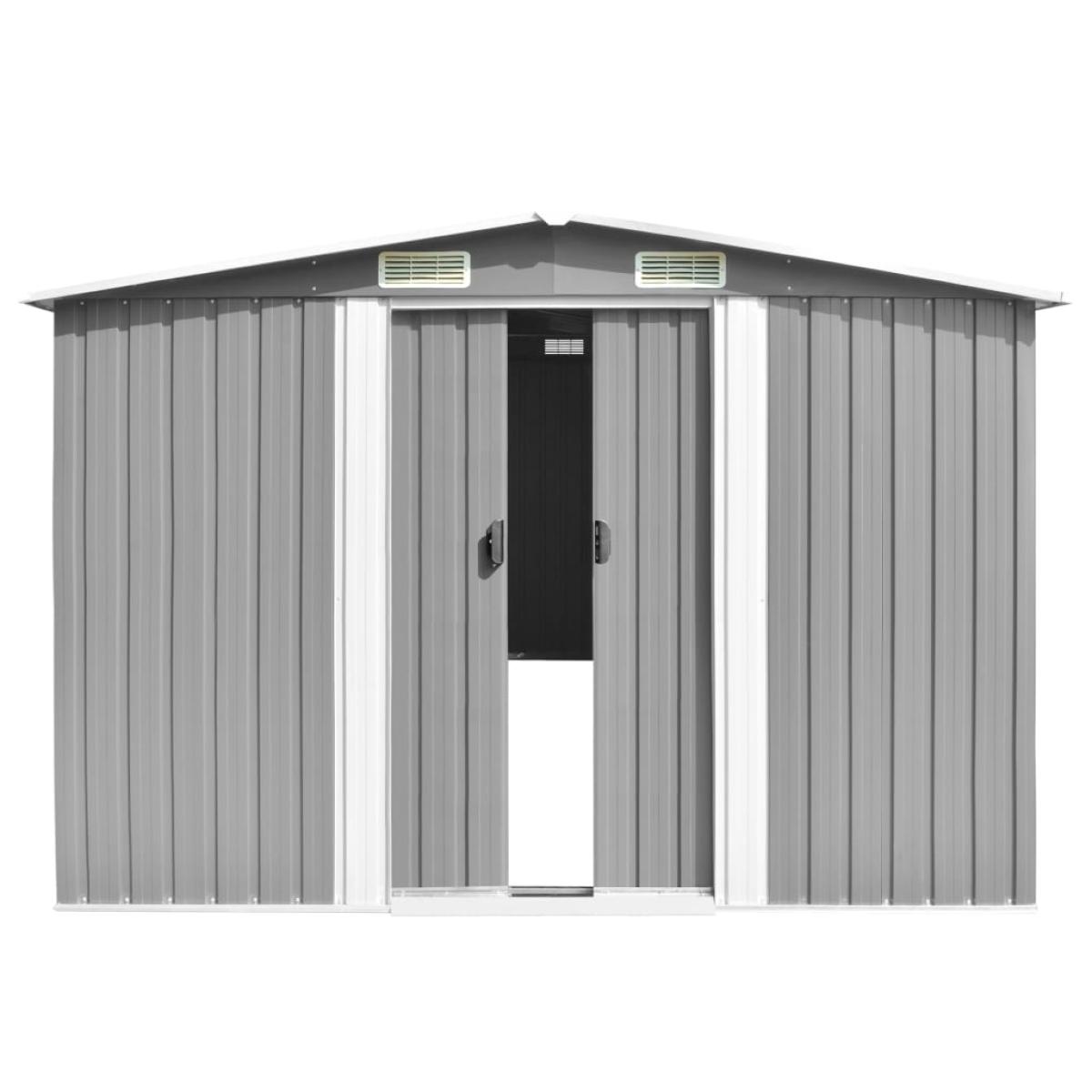 Caseta de jardín metal gris 257x392x181 cm