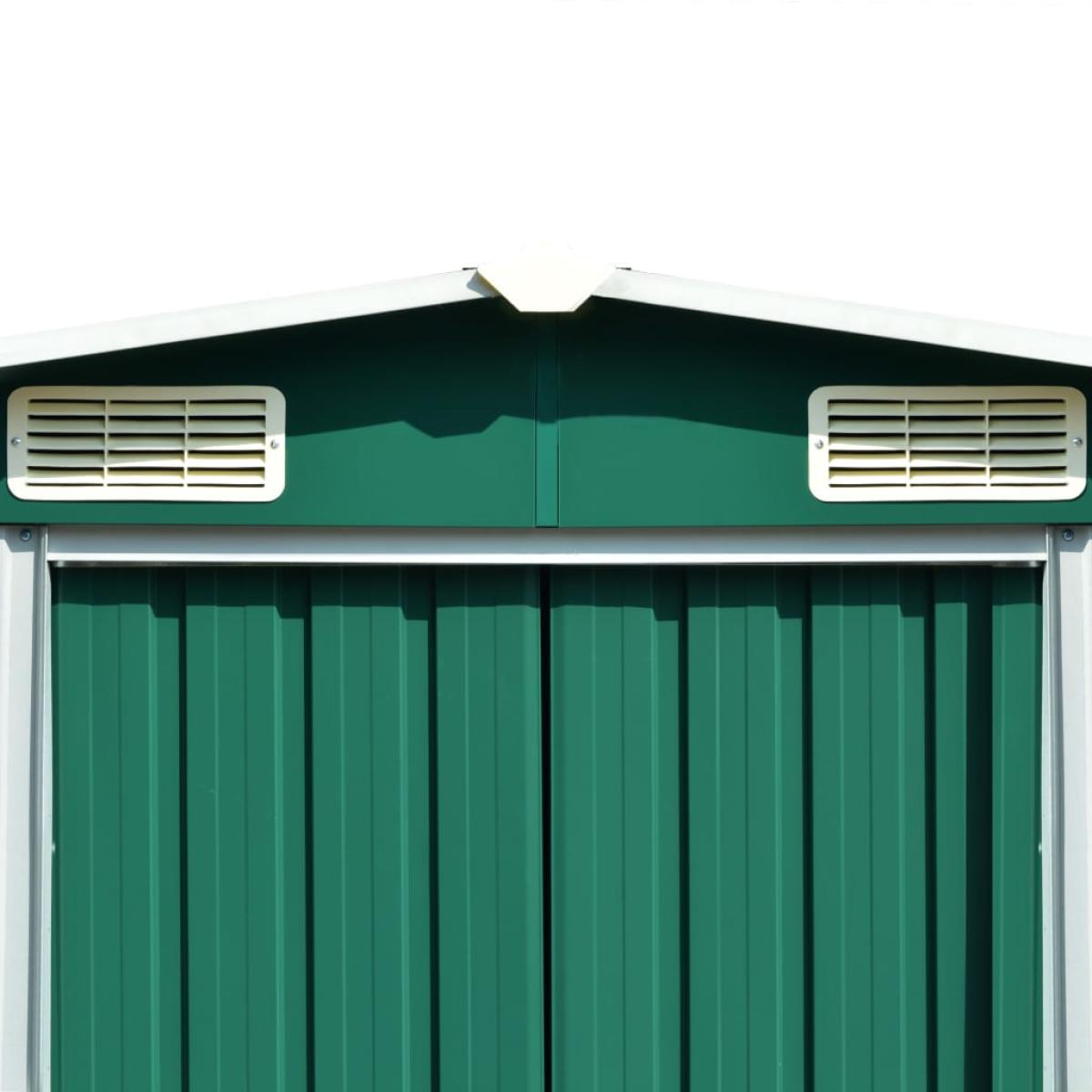 Caseta de jardín metal verde 257x489x181 cm