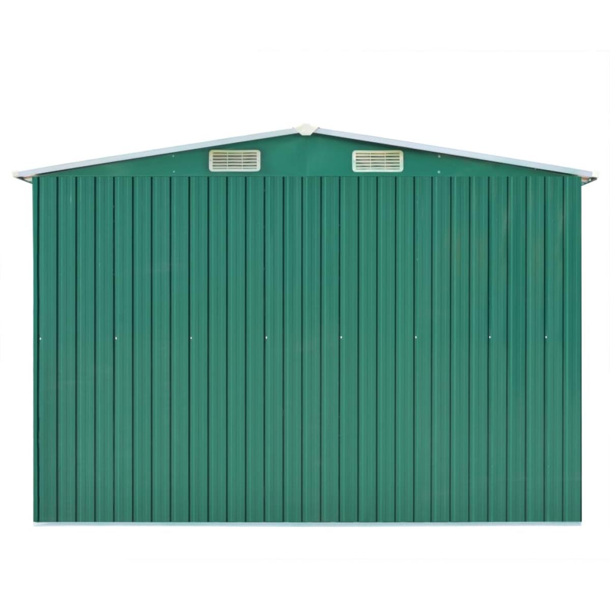 Caseta de jardín metal verde 257x580x181 cm