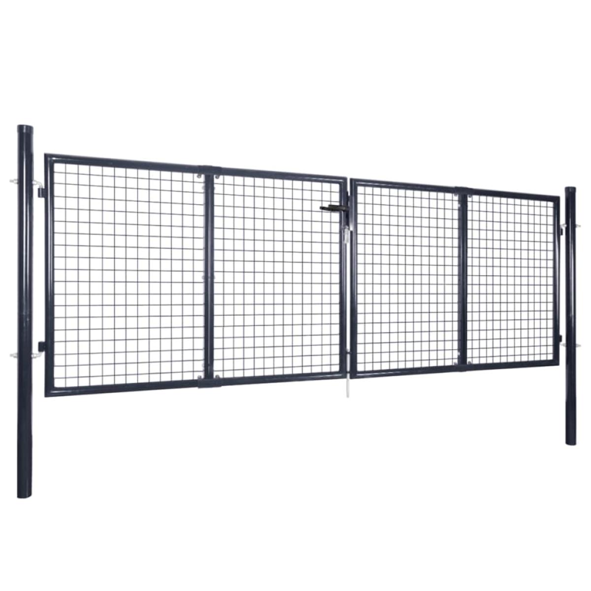 Puerta de malla de jardín acero galvanizado gris 289x75 cm