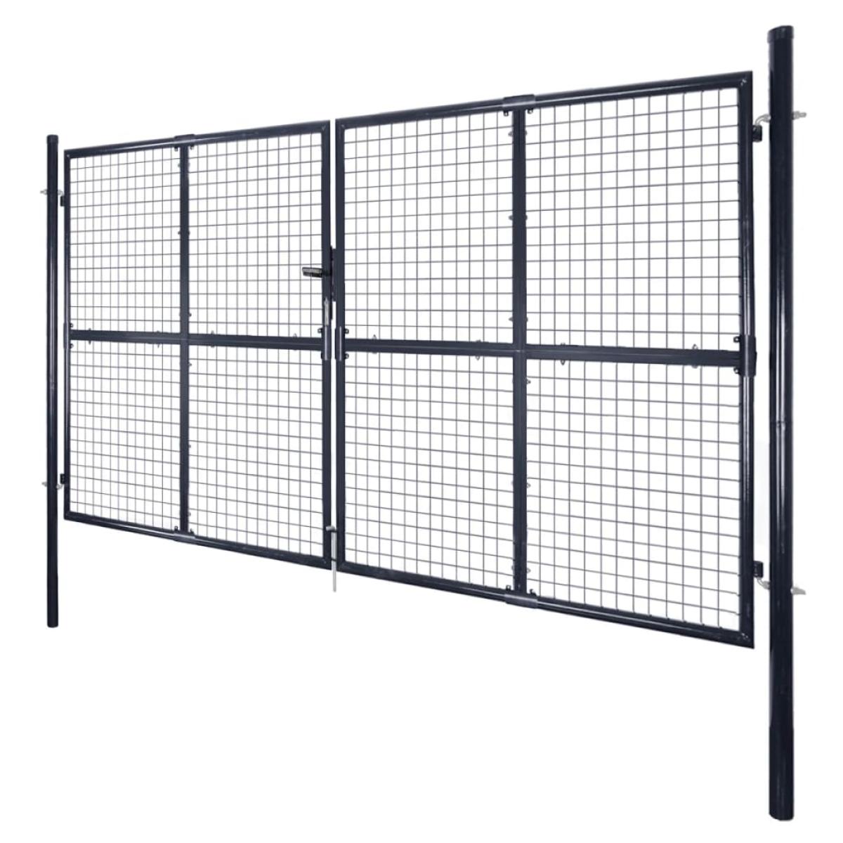 Puerta de malla de jardín acero galvanizado gris 289x150 cm