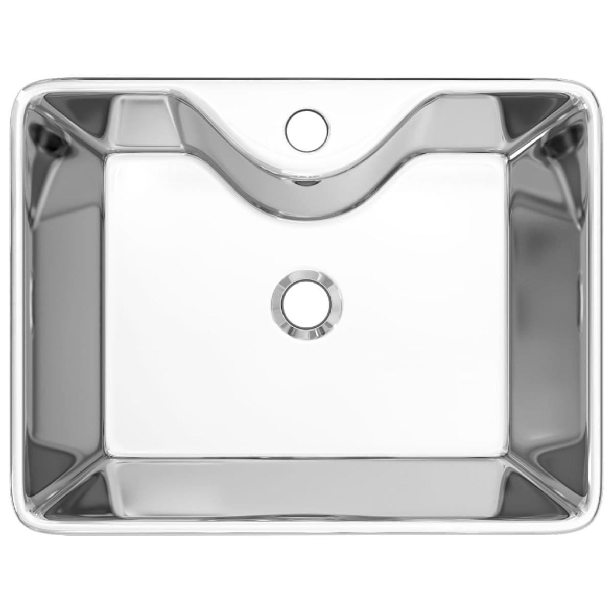 Lavabo con orificio para grifo 48x37x13,5 cm cerámica plateado