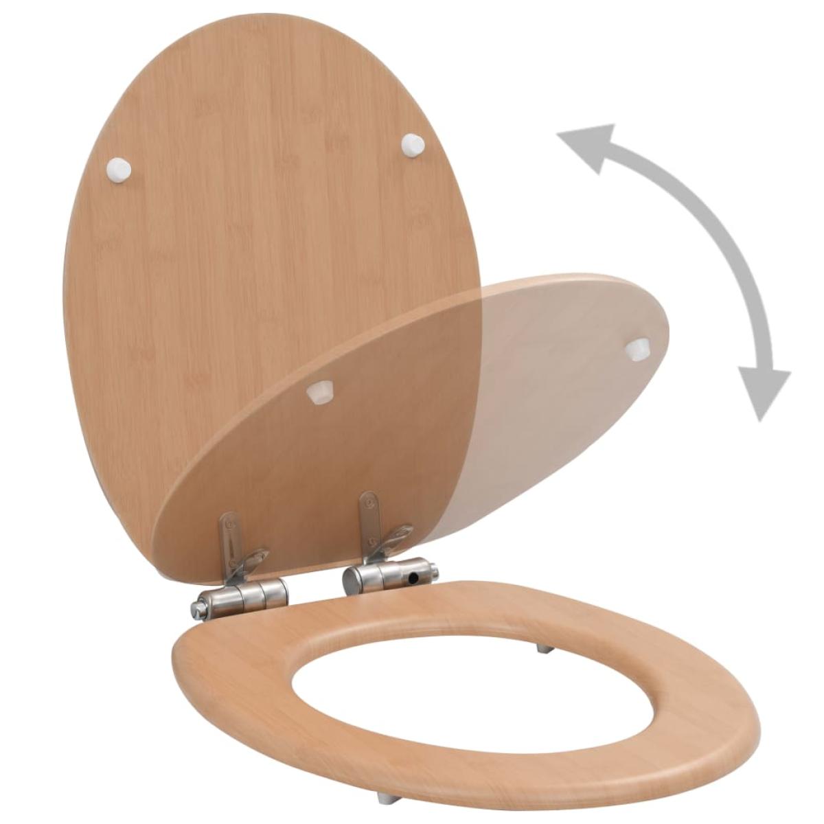 Asiento inodoro WC con tapa de cierre suave MDF diseño bambú