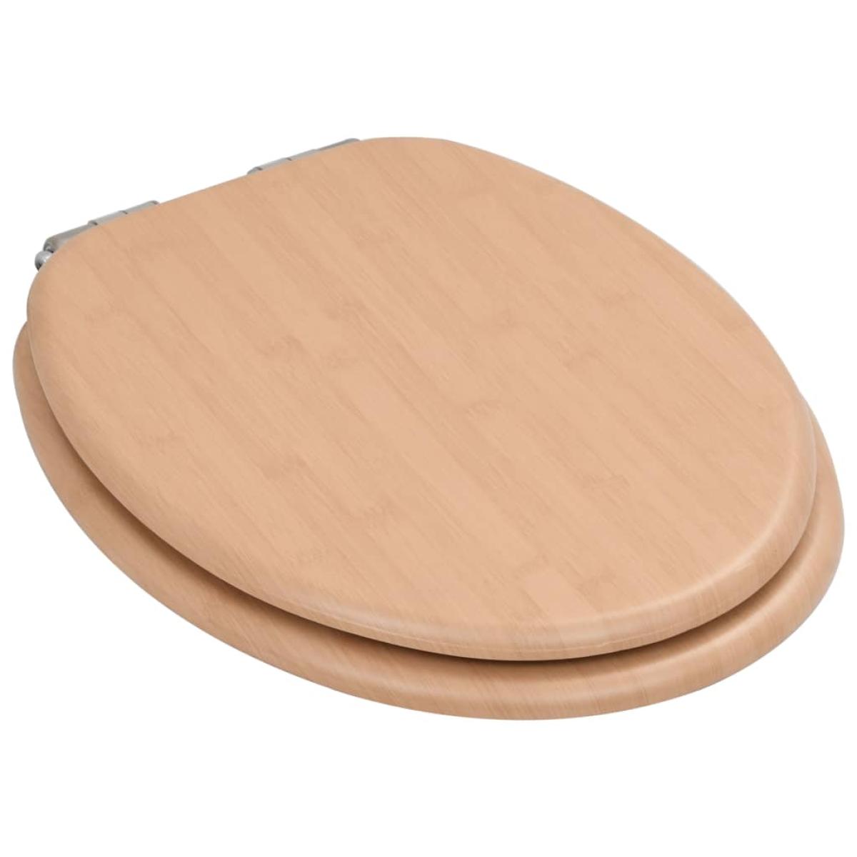 Asiento inodoro WC con tapa de cierre suave MDF diseño bambú