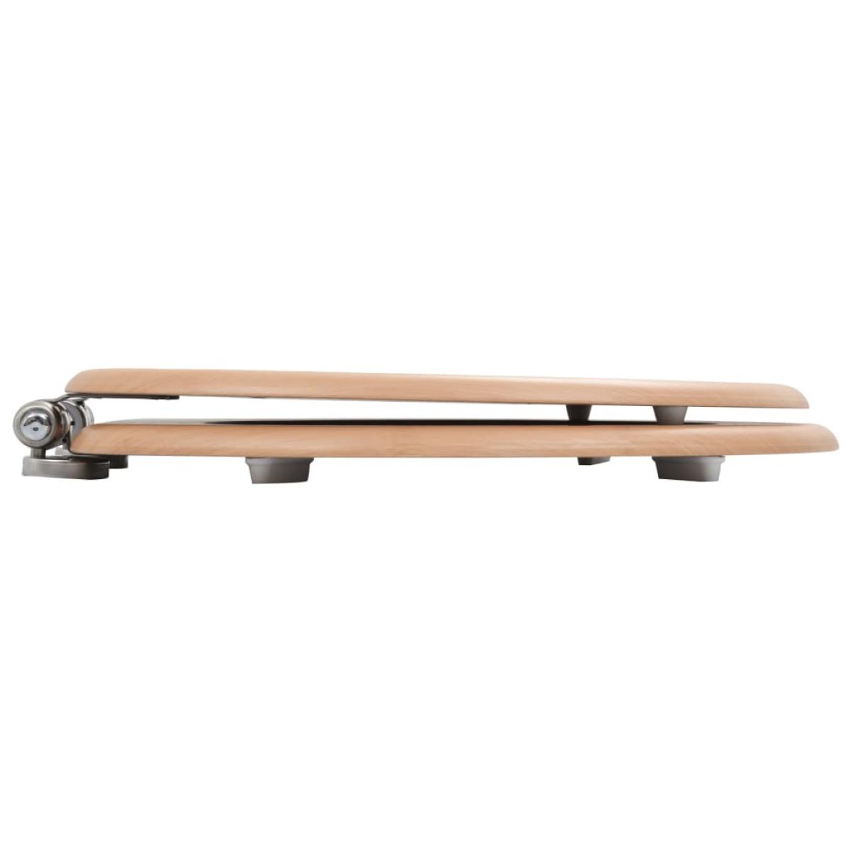 Asiento inodoro WC con tapa de cierre suave MDF diseño bambú