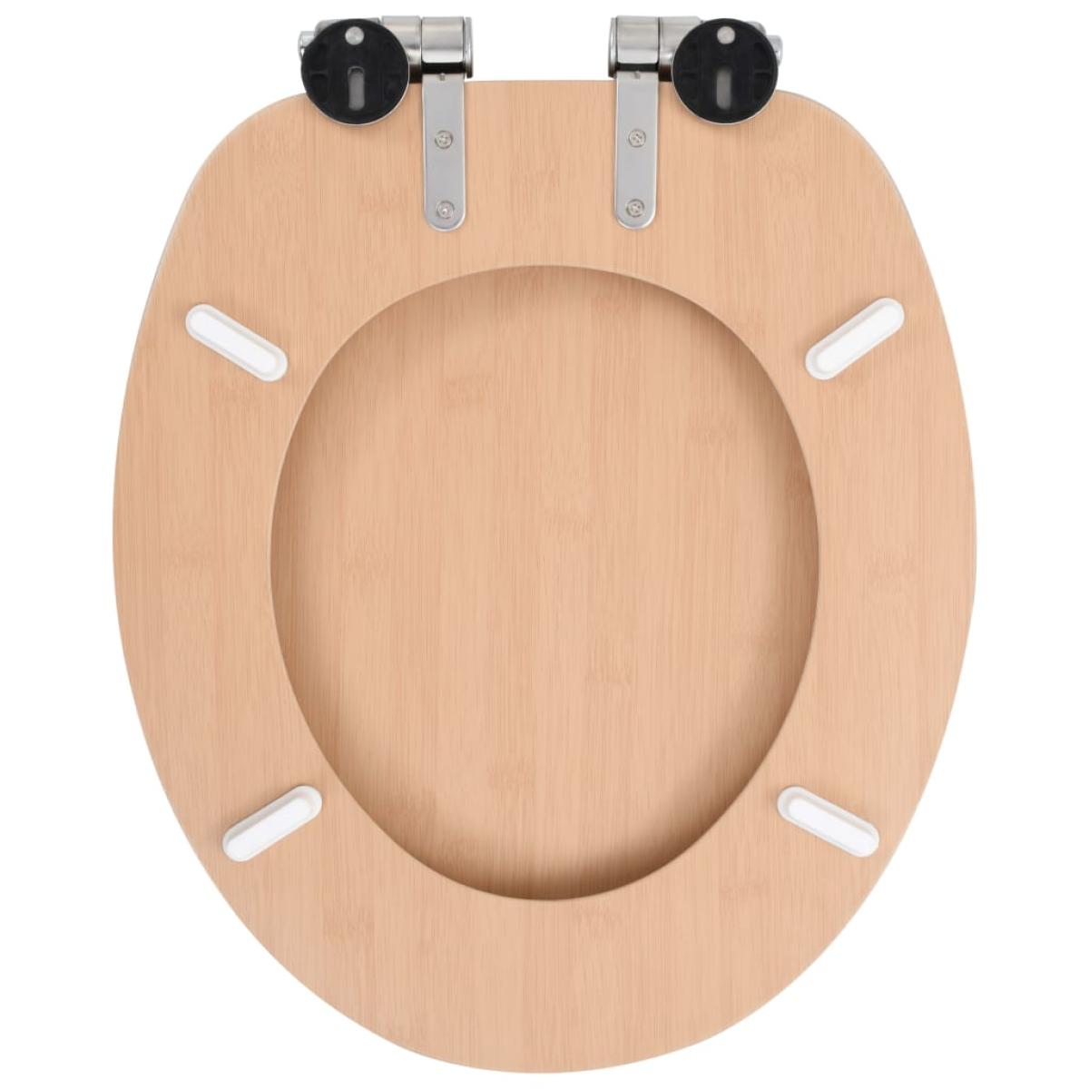 Asiento inodoro WC con tapa de cierre suave MDF diseño bambú