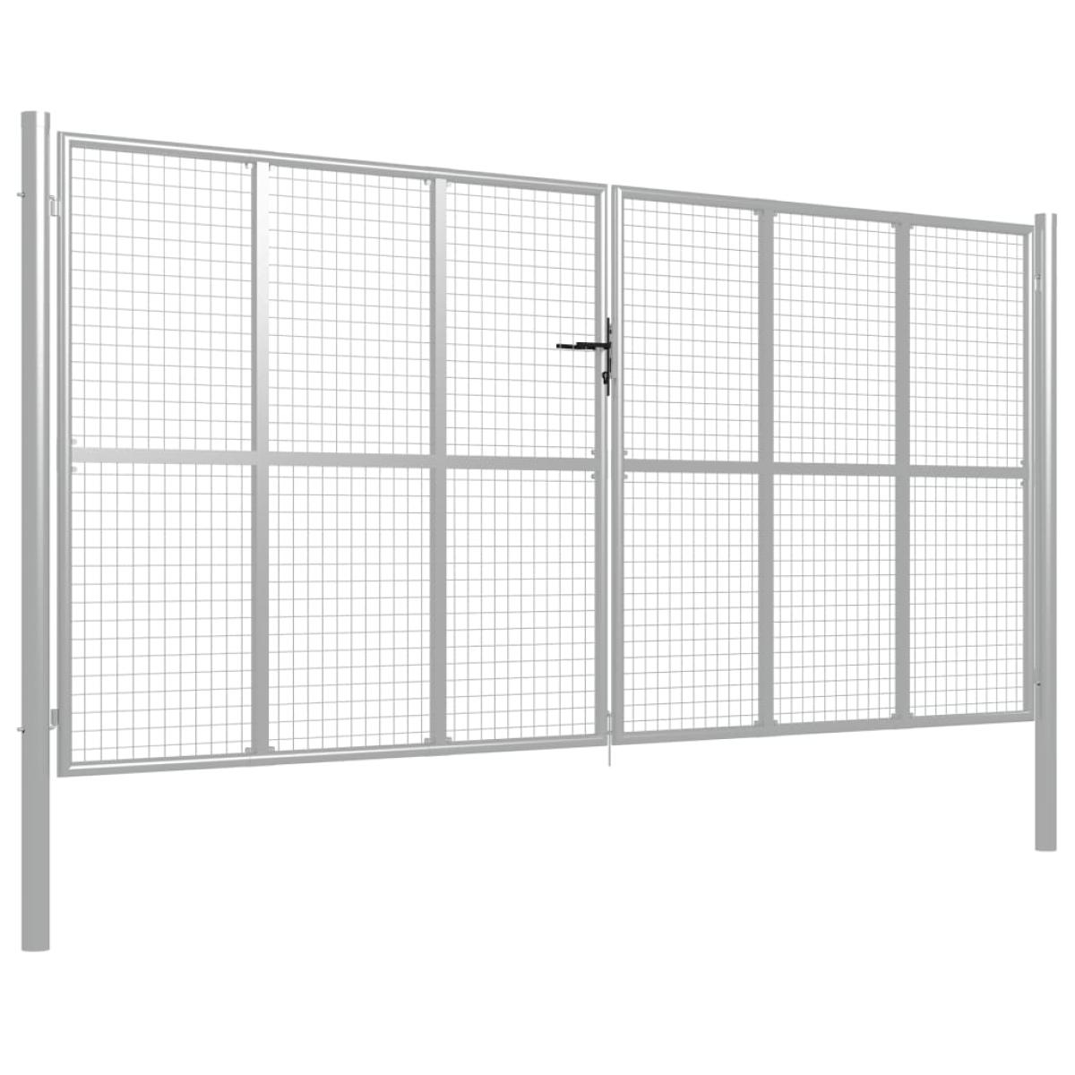 Puerta de jardín de acero galvanizado plateado 415x225 cm
