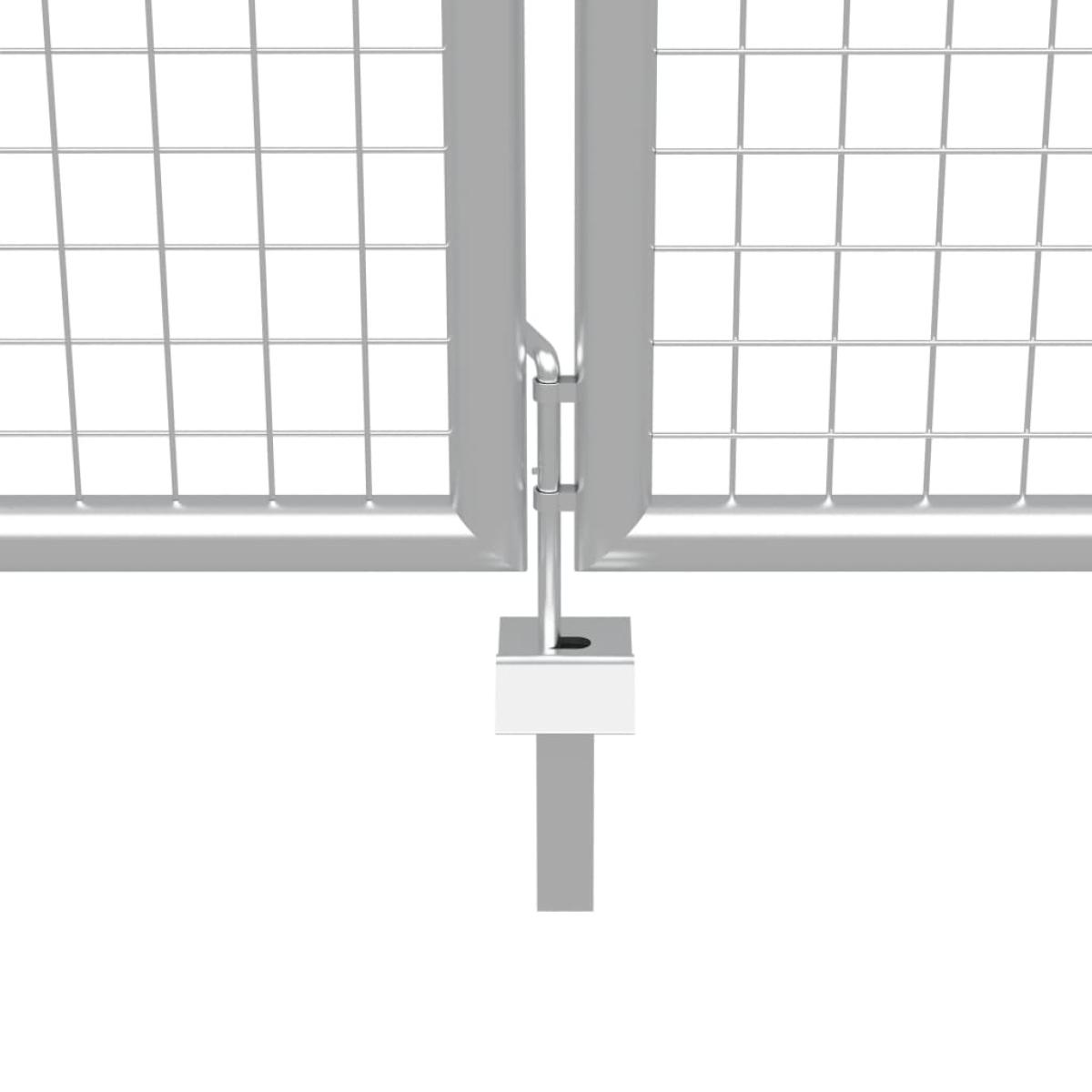Puerta de jardín de acero galvanizado plateado 415x225 cm