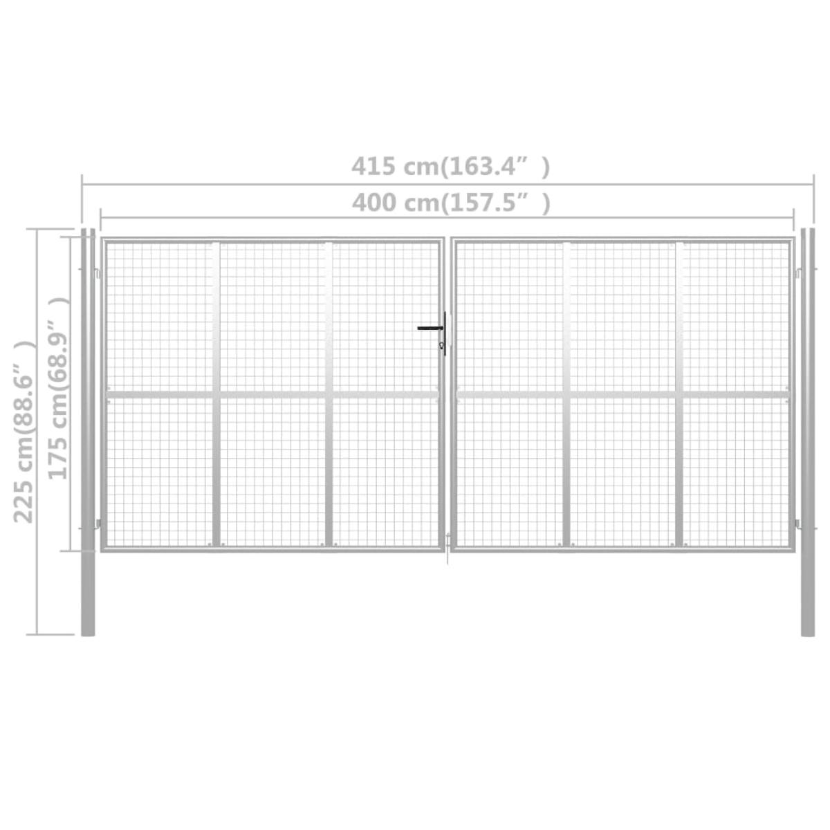 Puerta de jardín de acero galvanizado plateado 415x225 cm