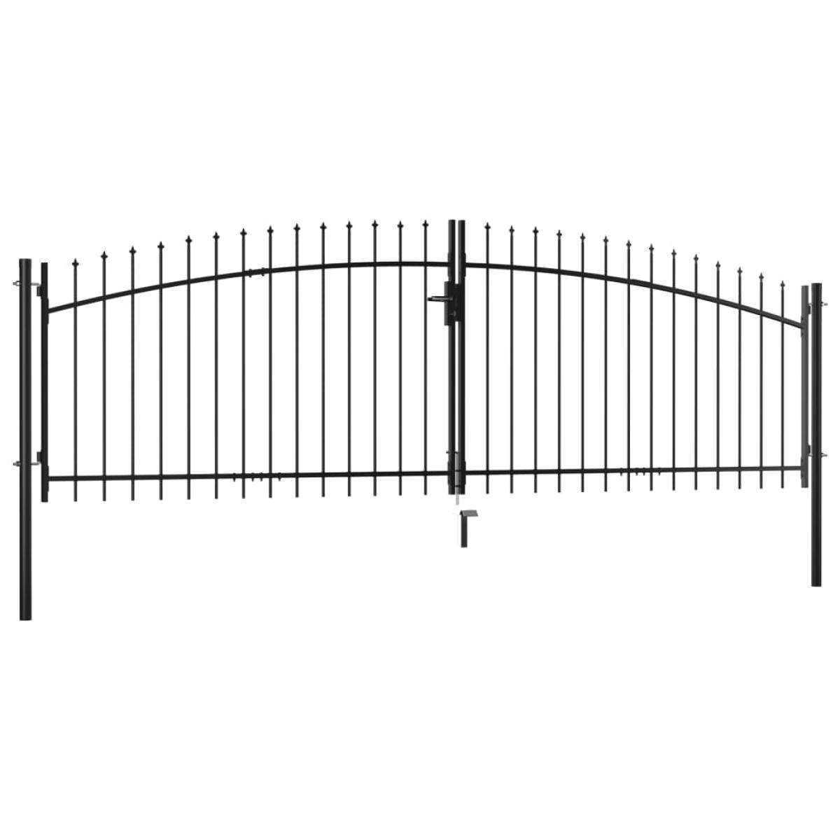 Puerta doble para valla con puntas de lanza 400x150 cm