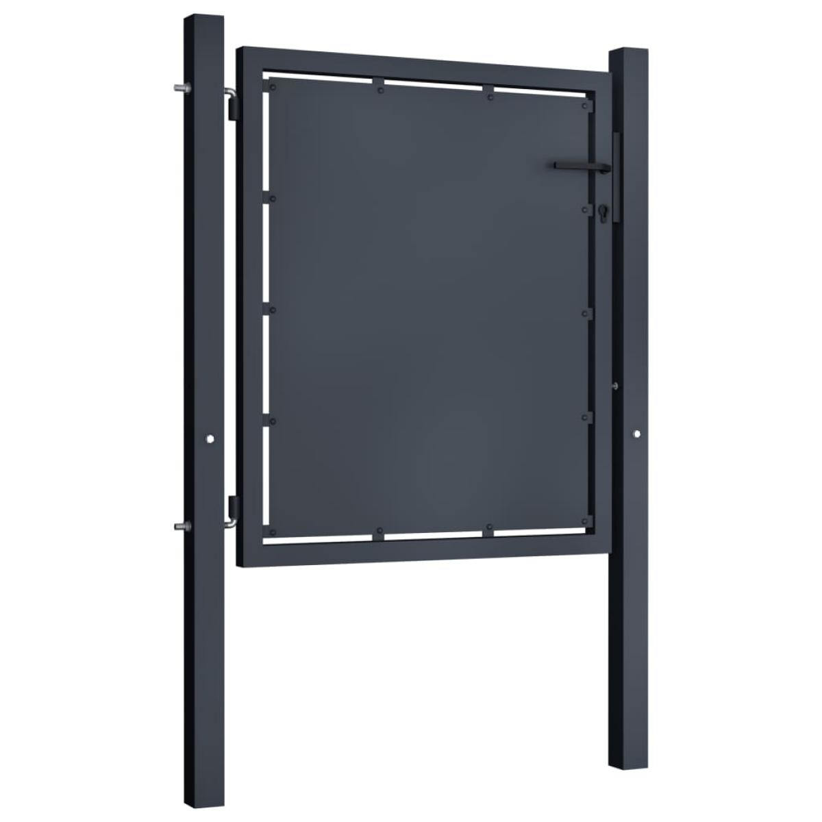 Puerta de valla para jardín acero gris antracita 100x75 cm