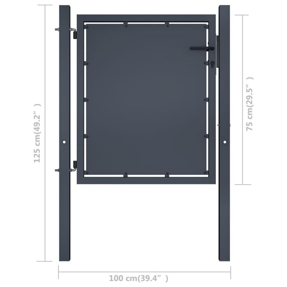 Puerta de valla para jardín acero gris antracita 100x75 cm