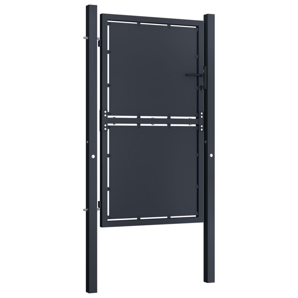 Puerta de jardín de acero gris antracita 100x200 cm