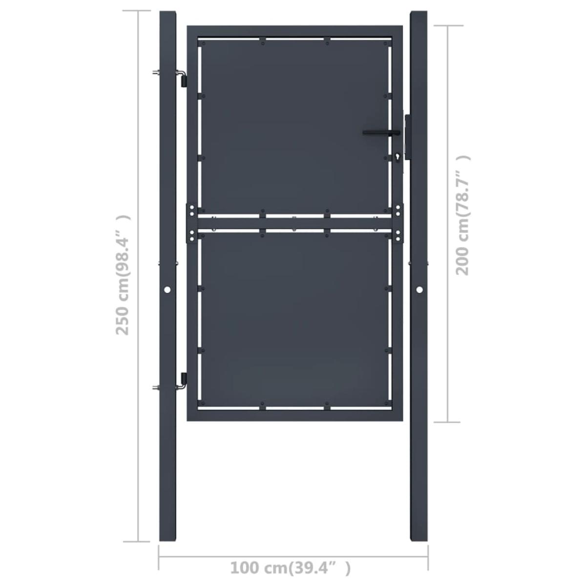 Puerta de jardín de acero gris antracita 100x200 cm