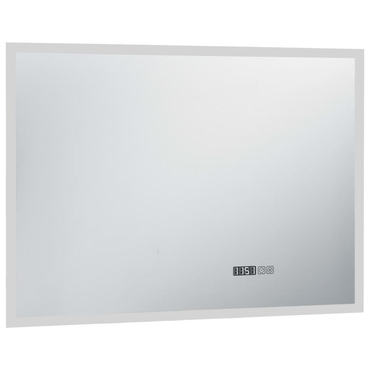 Espejo de baño con LED, sensor táctil y reloj 100x60 cm