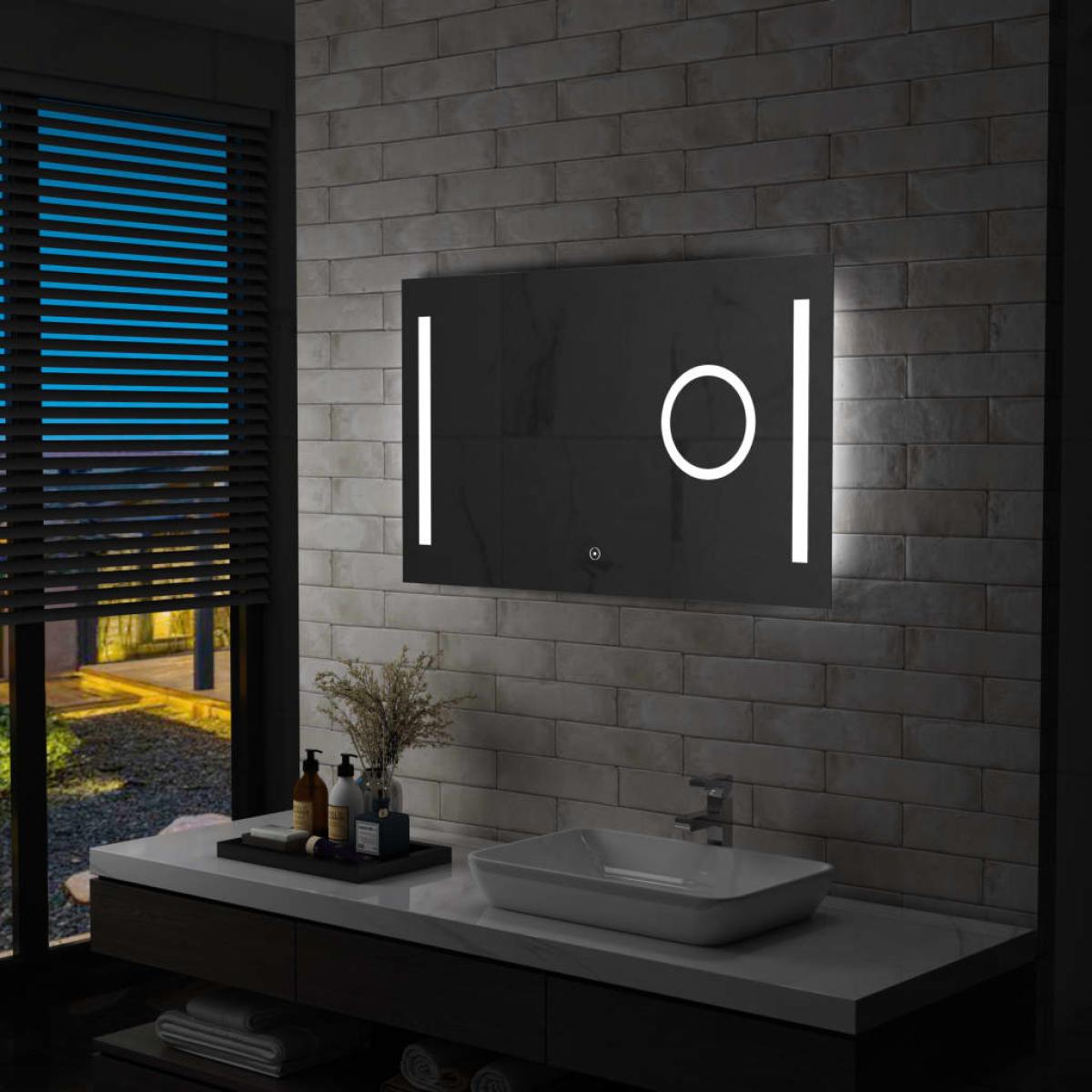 Espejo de pared para baño con LED y sensor táctil 100x60 cm