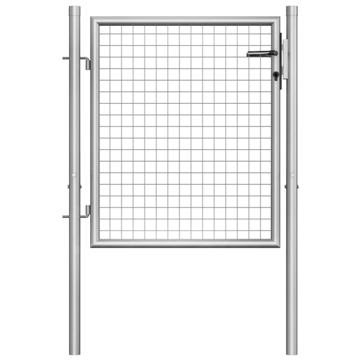 Puerta de jardín de acero galvanizado plateado 105x125 cm