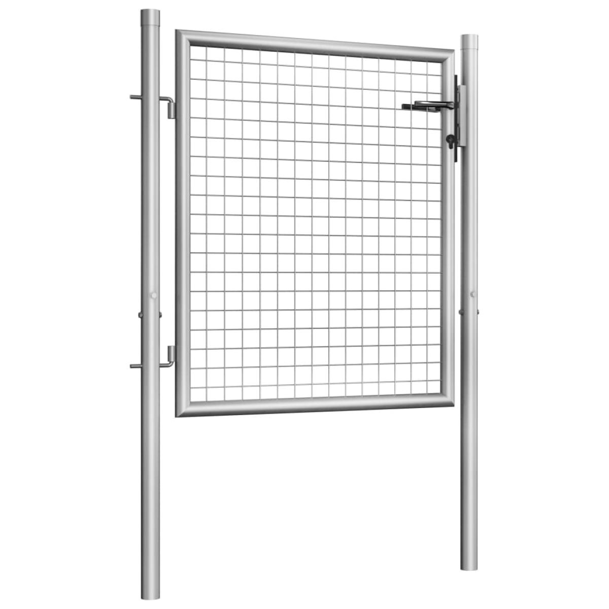 Puerta de jardín de acero galvanizado plateado 105x125 cm