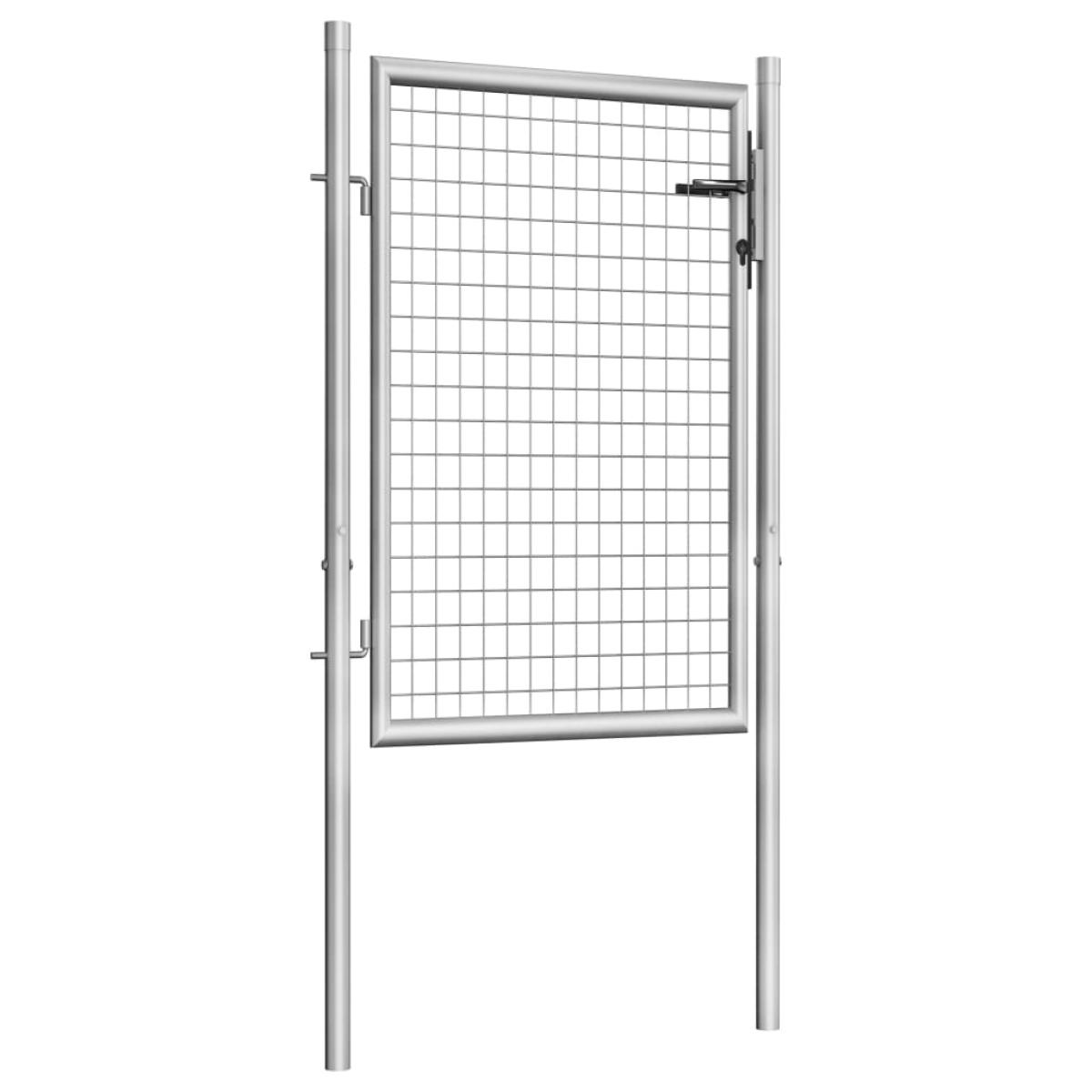 Puerta de jardín de acero galvanizado plateado 105x150 cm