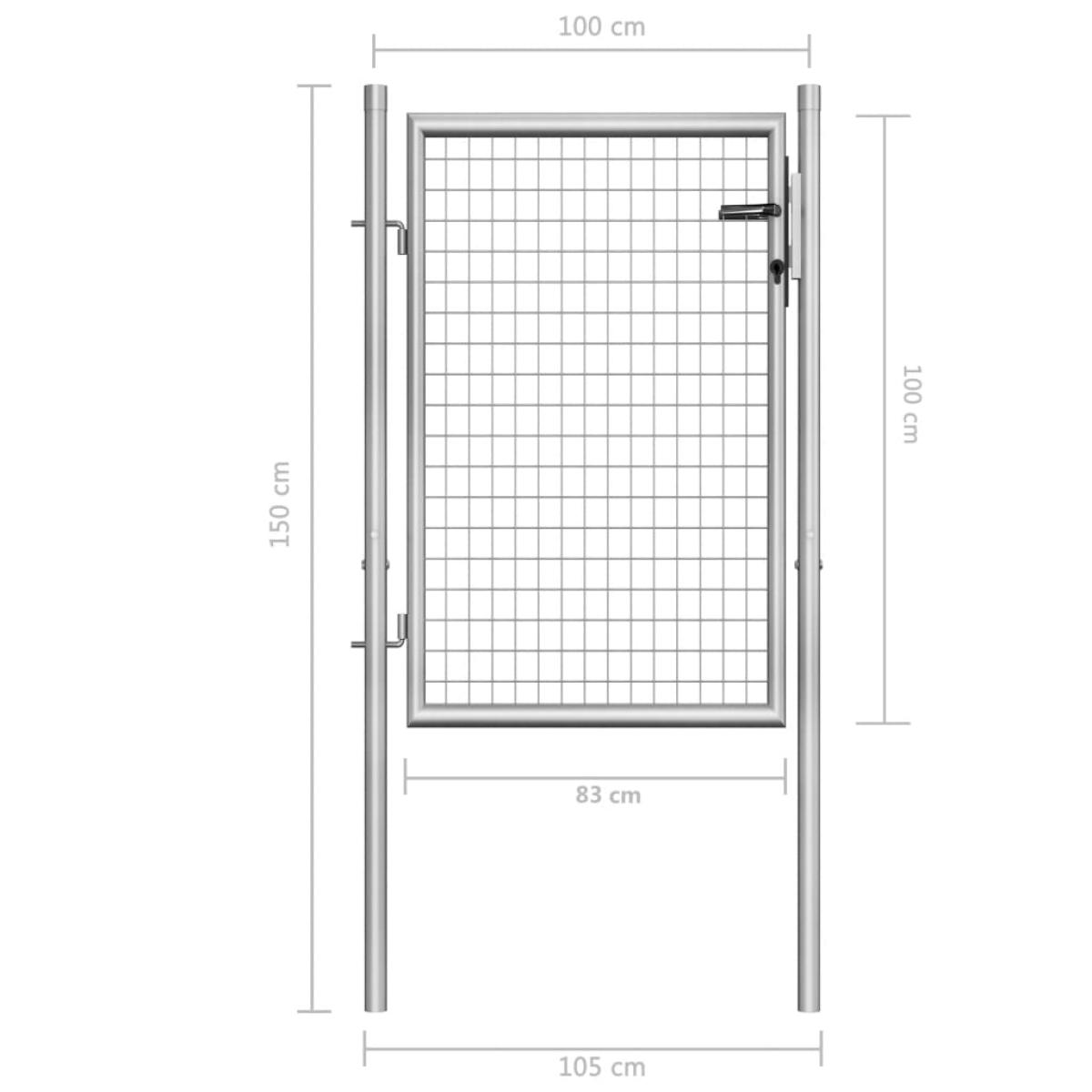 Puerta de jardín de acero galvanizado plateado 105x150 cm
