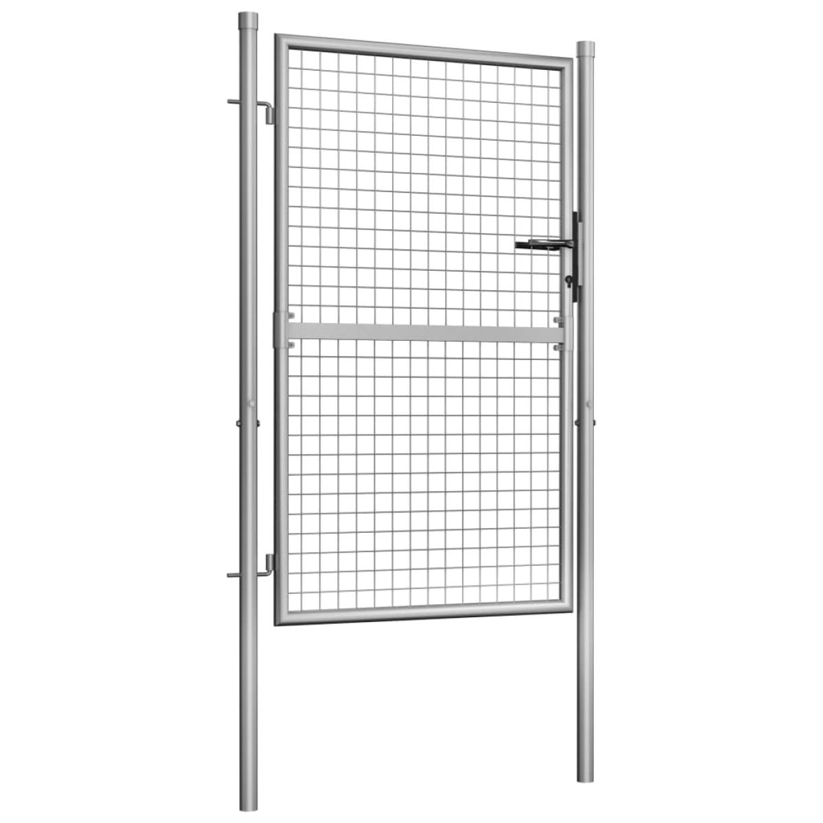Puerta de jardín de acero galvanizado plateado 105x175 cm