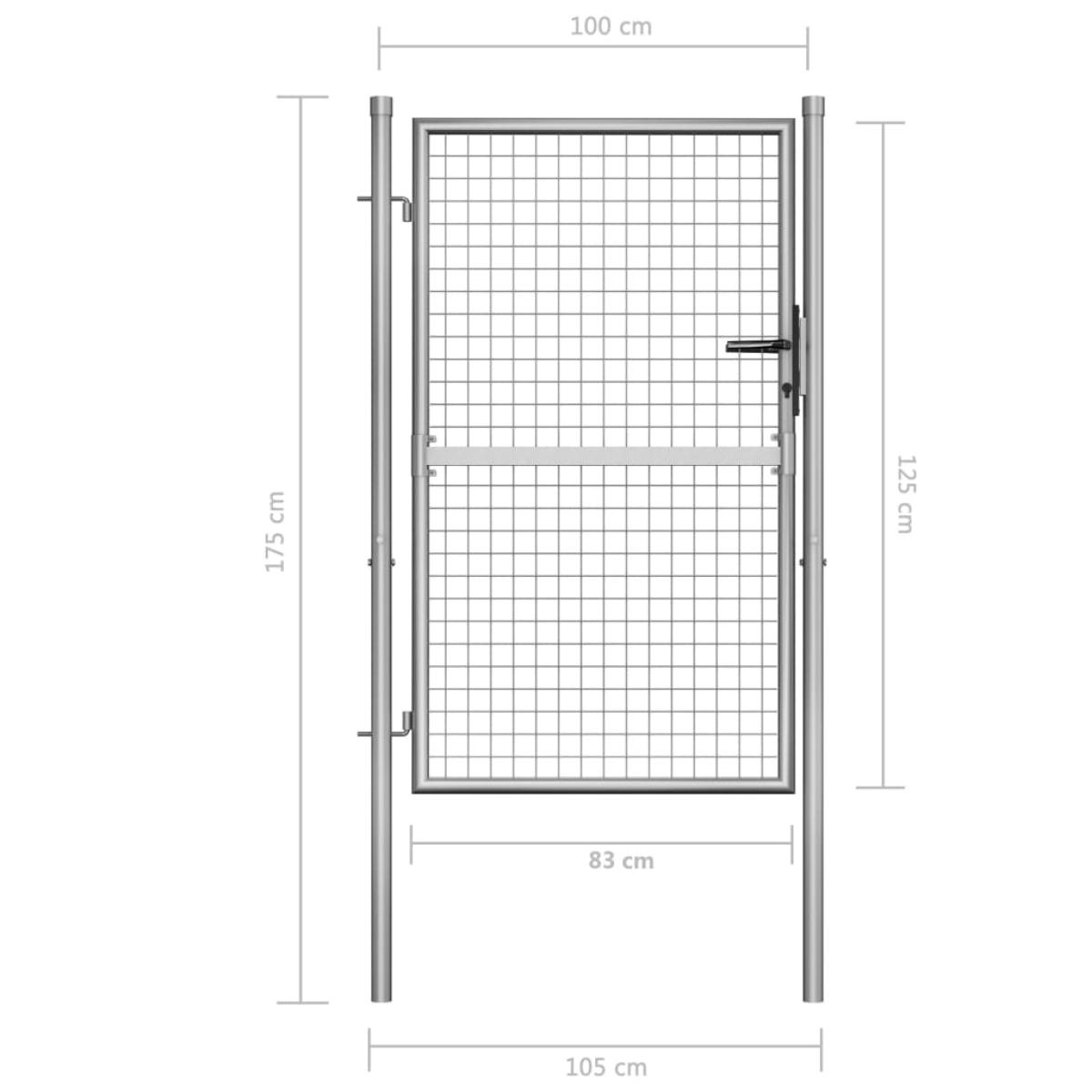 Puerta de jardín de acero galvanizado plateado 105x175 cm