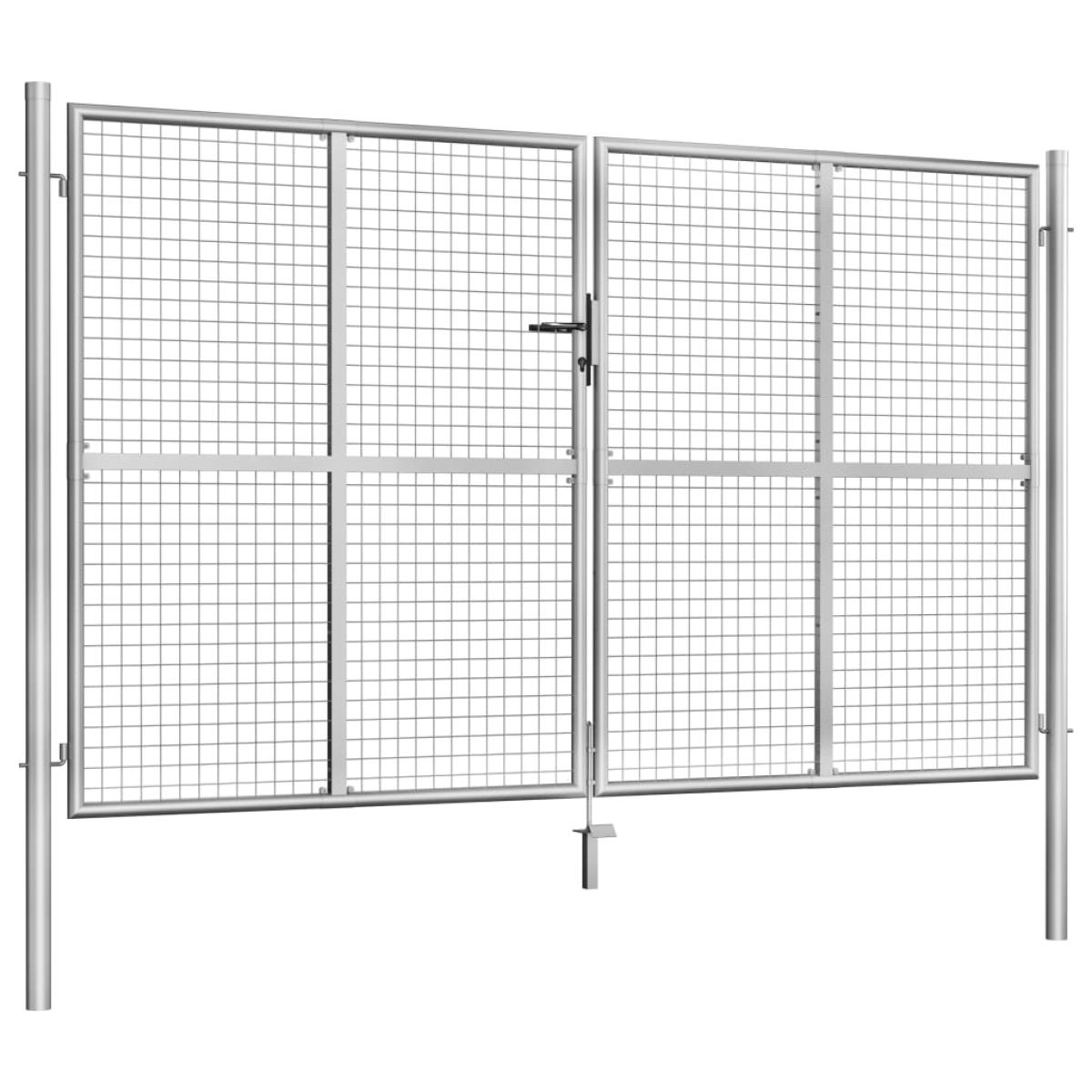 Puerta de jardín de acero galvanizado plateado 306x200 cm